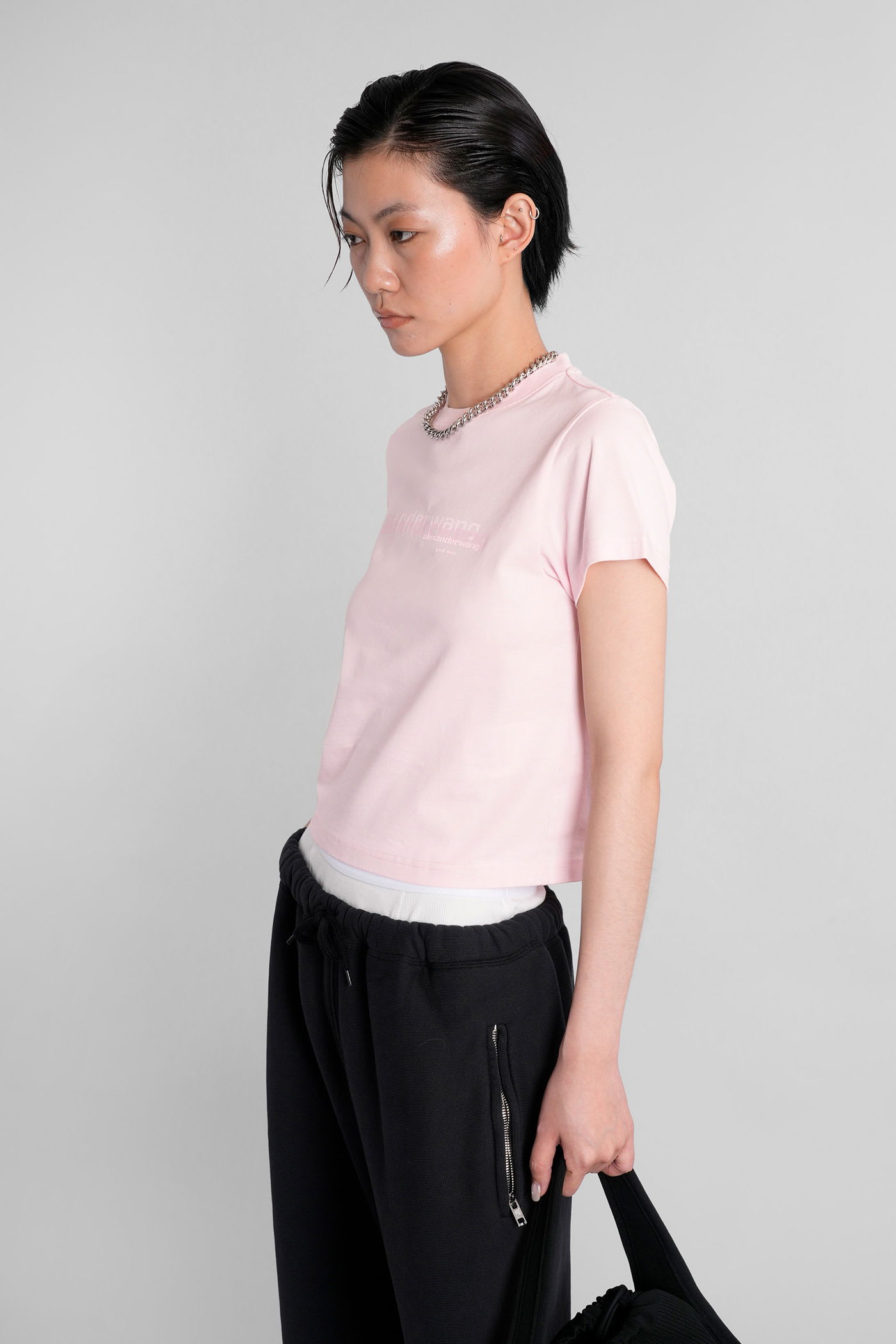 Alexander Wang T-shirt In Rose-pink Cotton In Multi