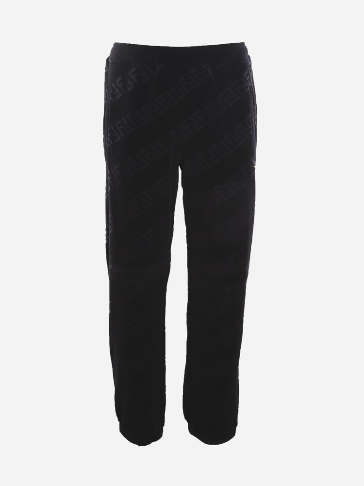 Fendi Velvet Trousers With All-over Ff Motif