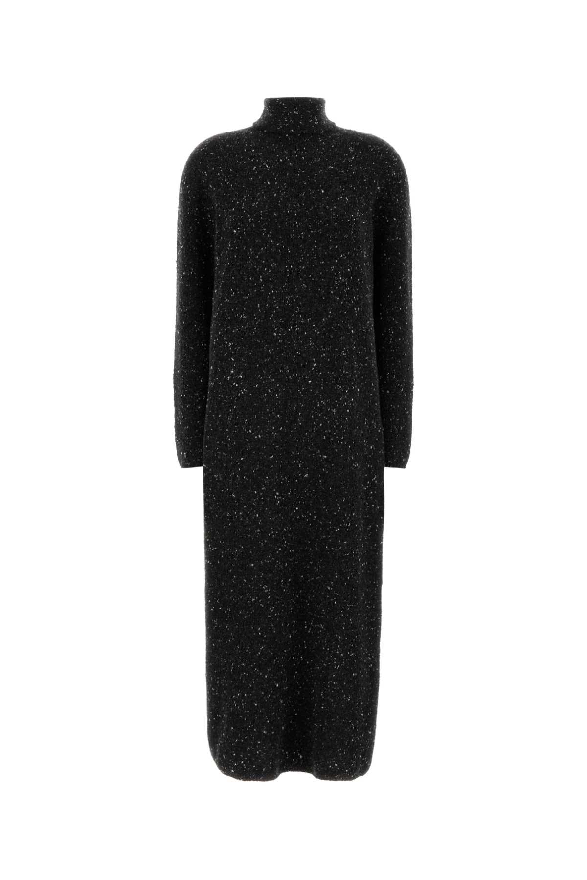 The Row Melange Charcoal Cashmere Melani Sweater Dress In Black