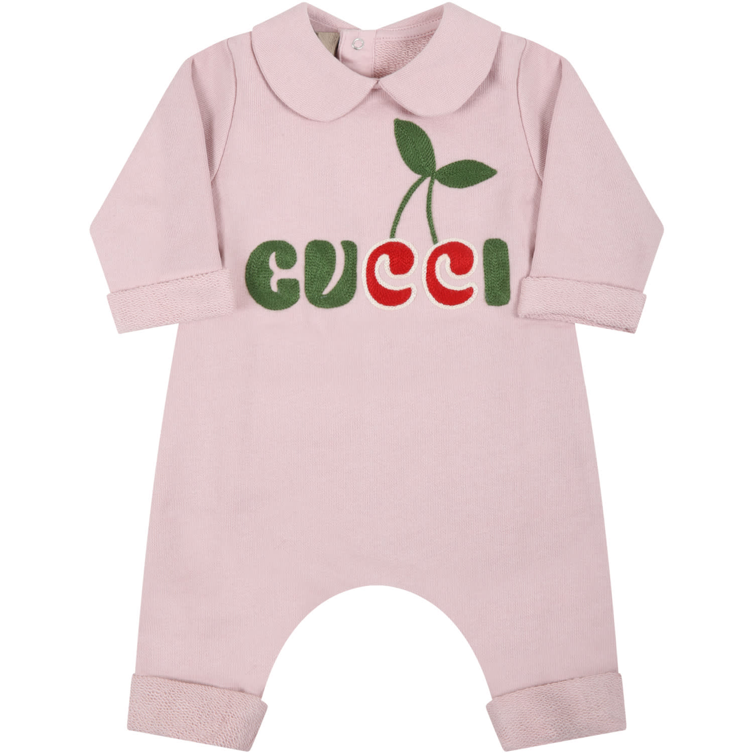 Gucci Pink Jumpsuit For Baby Girl With Logo