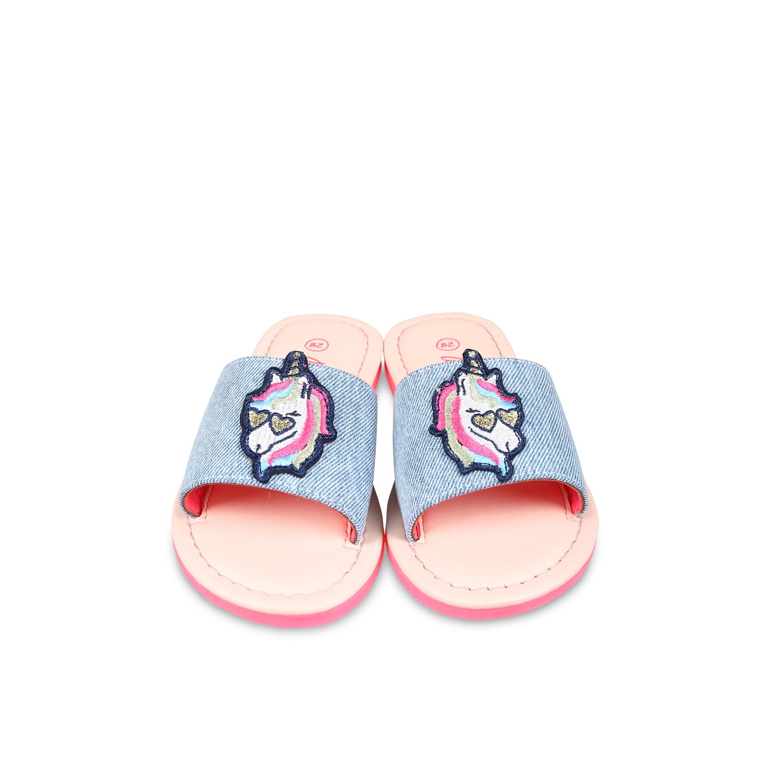 Shop Billieblush Light Blue Slippers For Girl With Unicorn In Multicolor