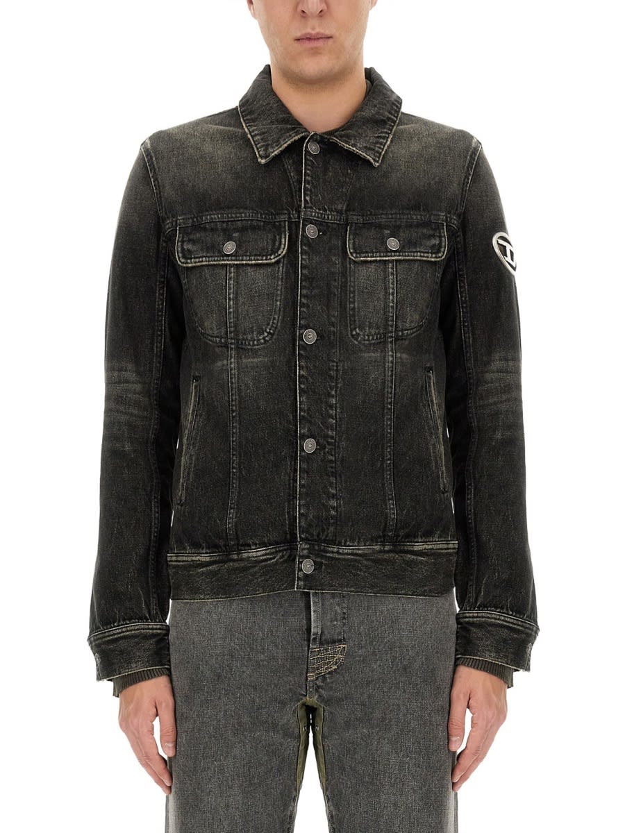 Shop Diesel Denim Jacket In Black