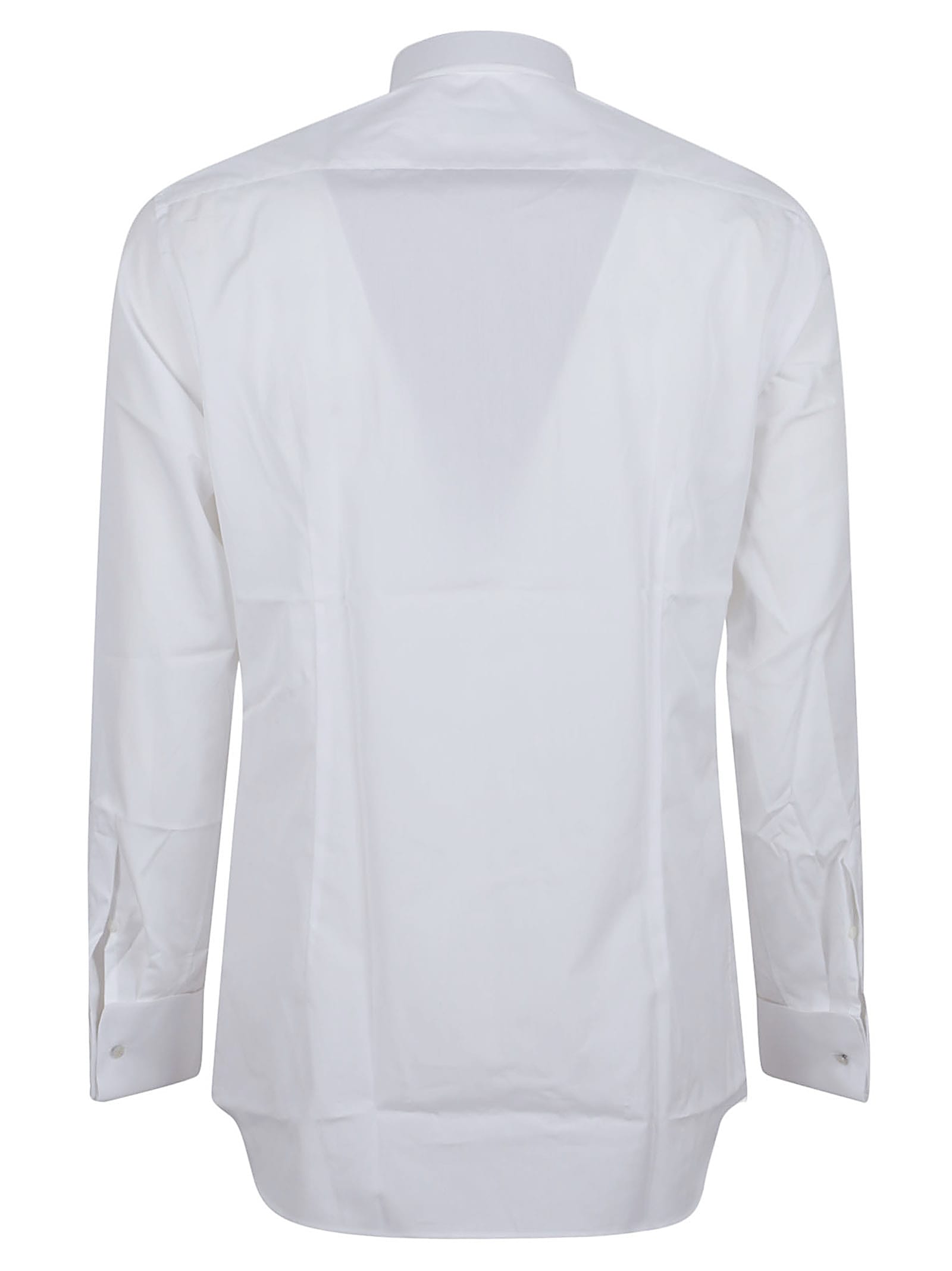 Lardini Classic White Cotton Shirt With Structured Collar In White