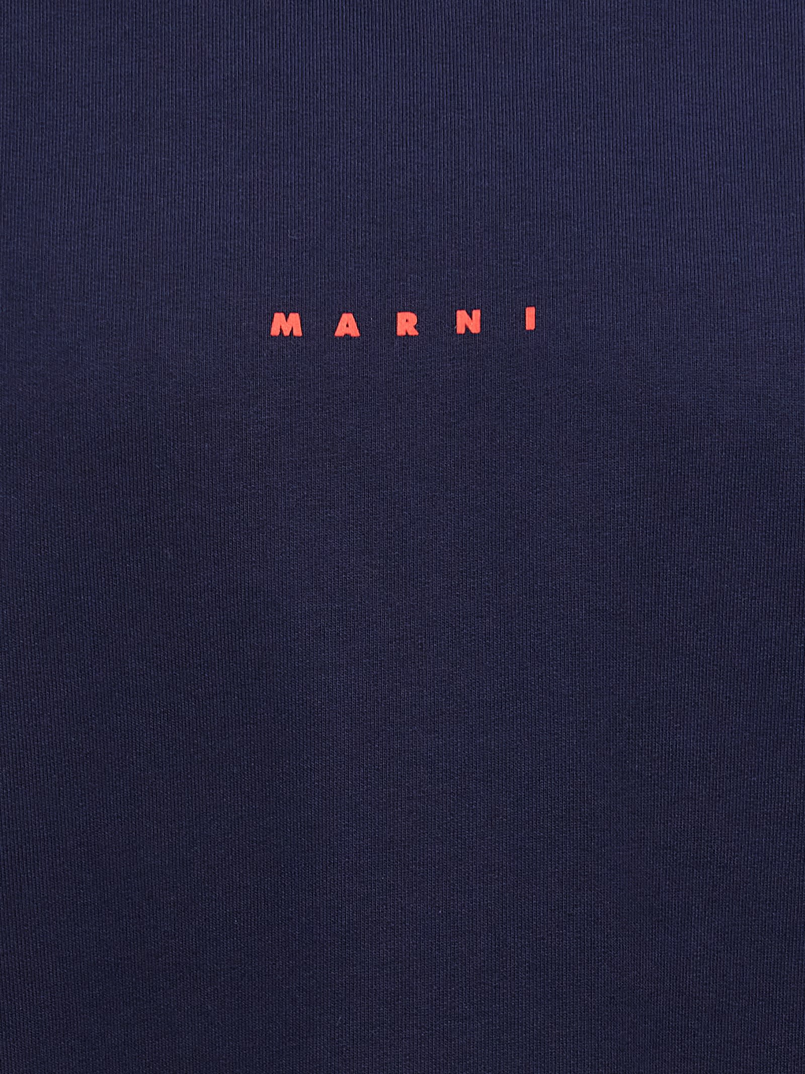 Shop Marni Logo Print Sweatshirt In Blue