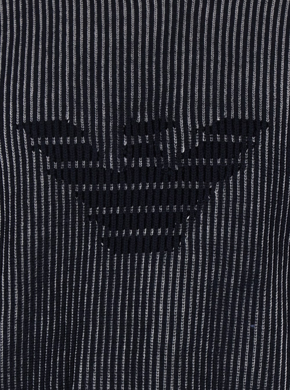 Shop Emporio Armani Blue Sweater With Eagle Logo In Ribbed Wool And Cotton Man