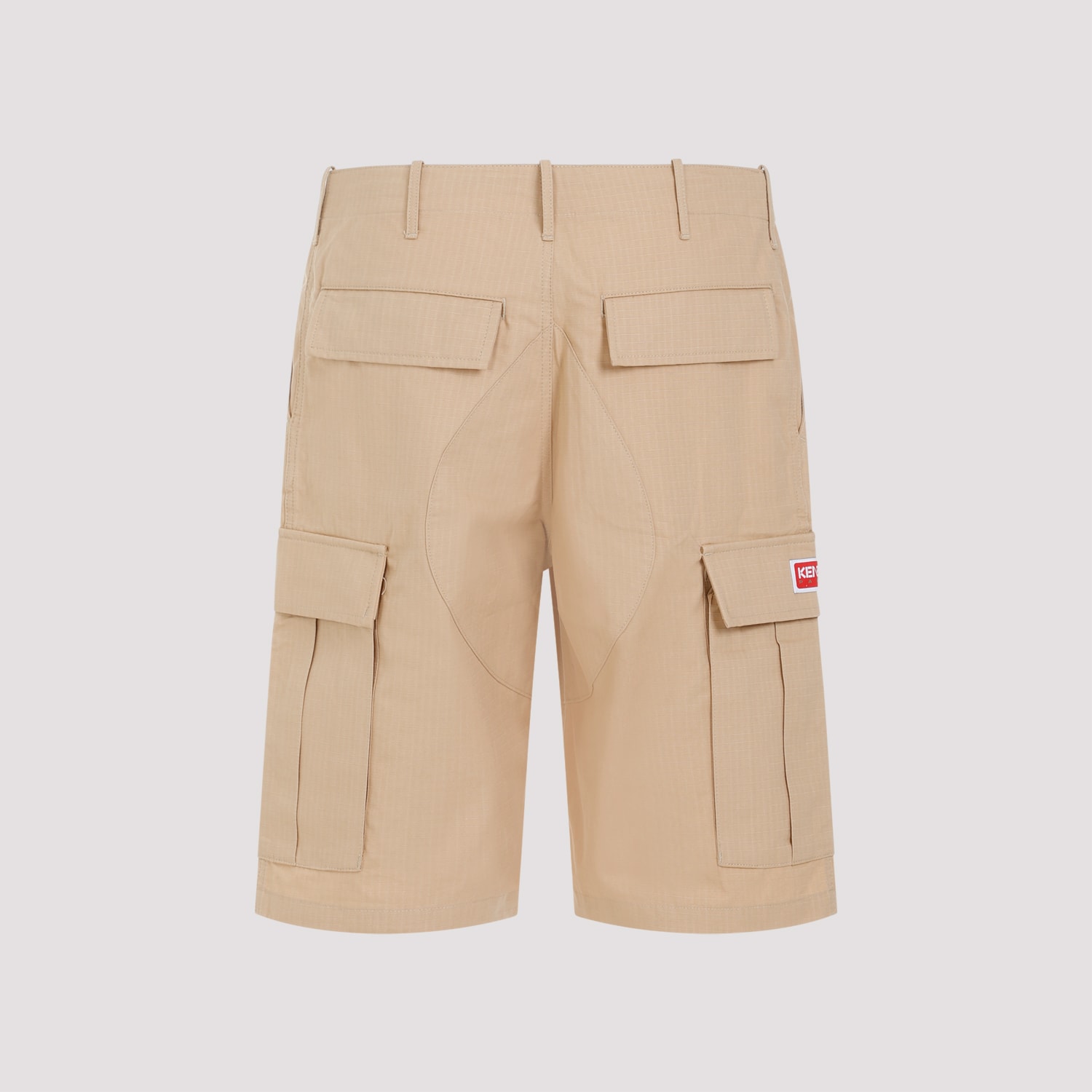 Shop Kenzo Cotton Workwear Shorts In Camel