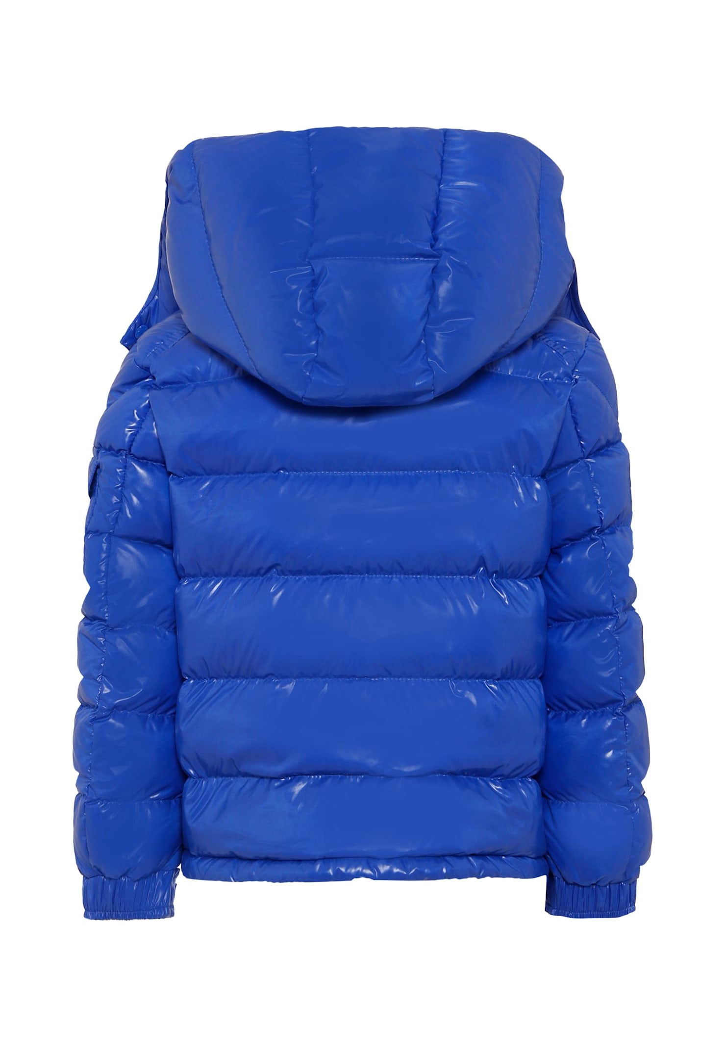 Moncler Blue Maya Down Jacket For Boy With Logo In Blue