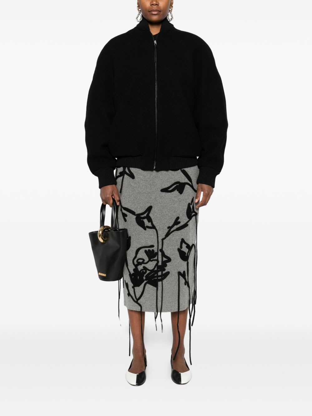 Jacquemus Bomber Le Blouson Pilu Negra Zip In Black