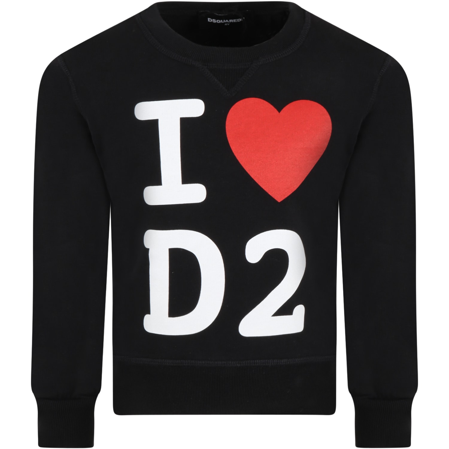 Dsquared2 Black Sweatshirt For Kids With Heart