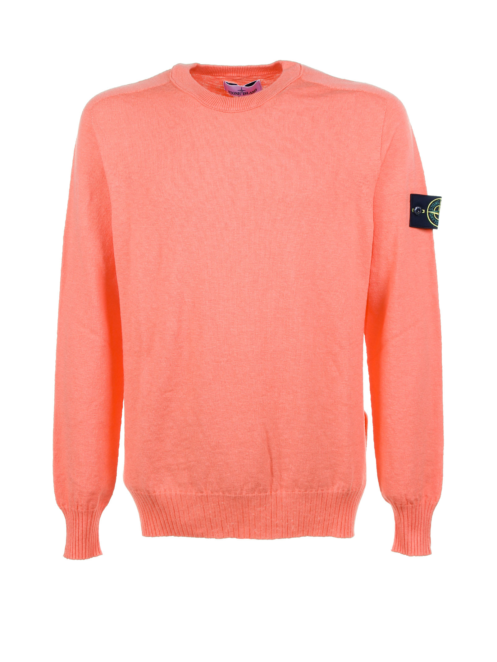 Shop Stone Island Shirt With Logo On The Sleeve In Orange