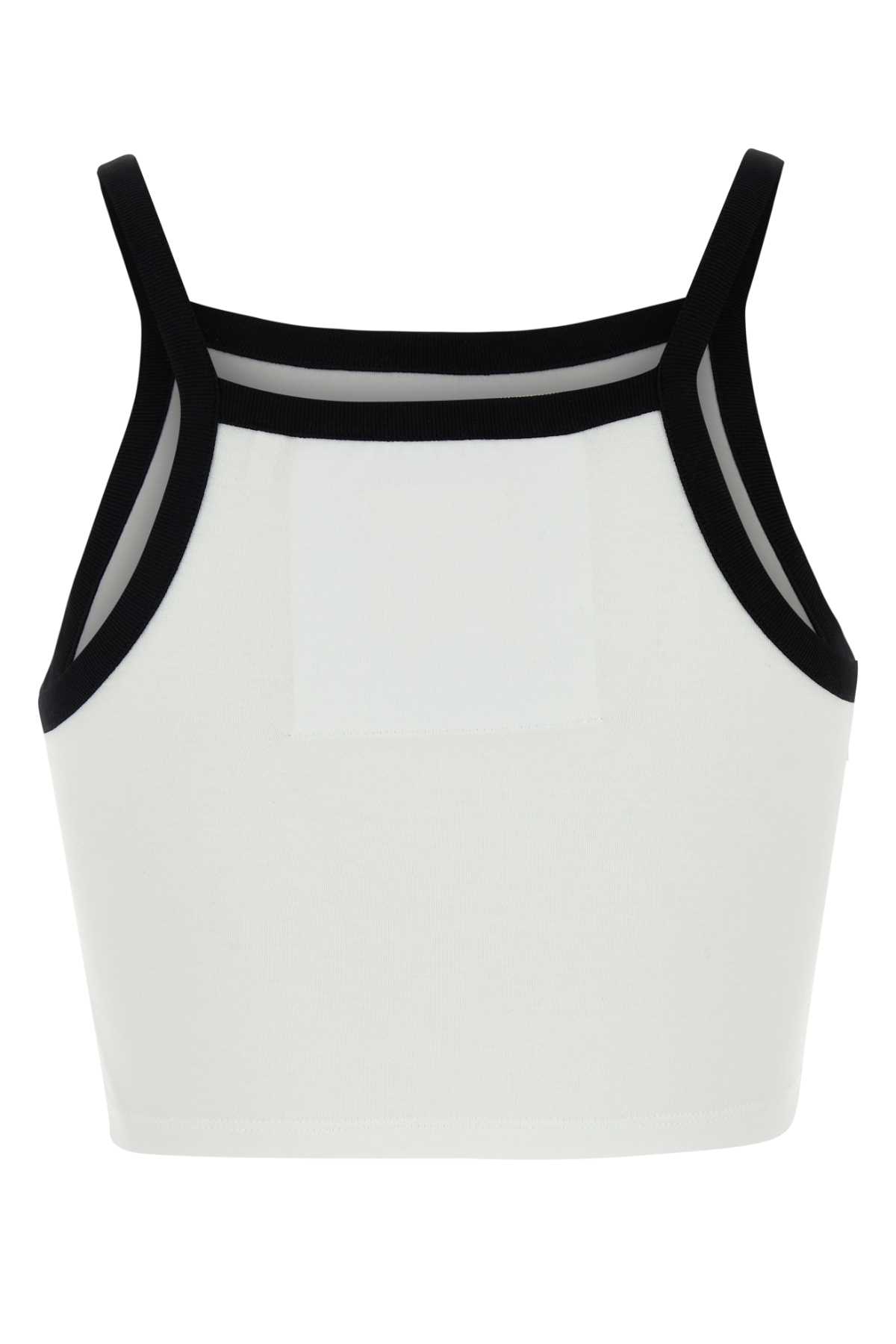 Givenchy Cropped Tank Top In Cotton And Crystals With 4g Detail In White