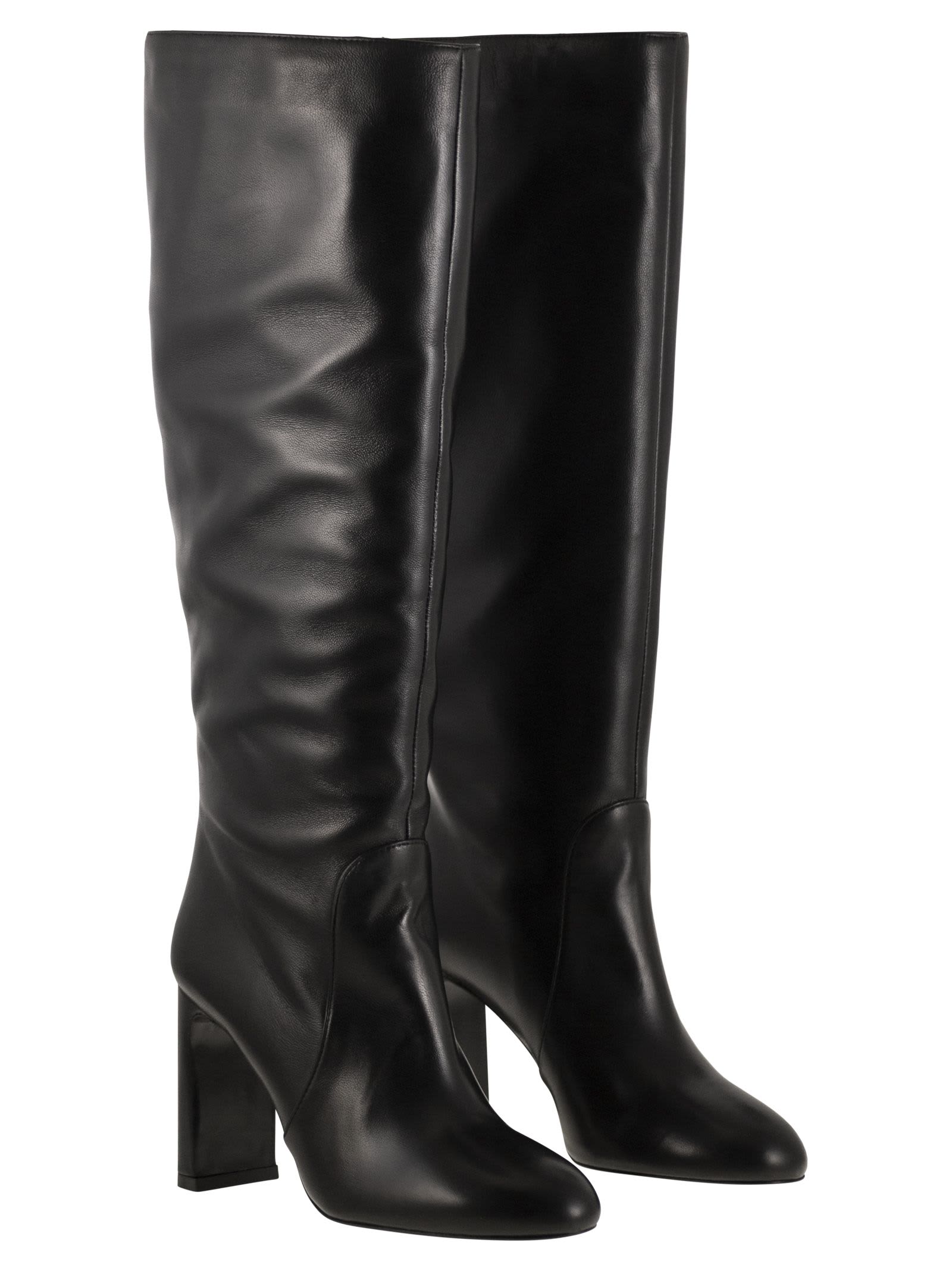 Stuart Weitzman Babette Tubo 85 Leather Knee-high Boots In Black