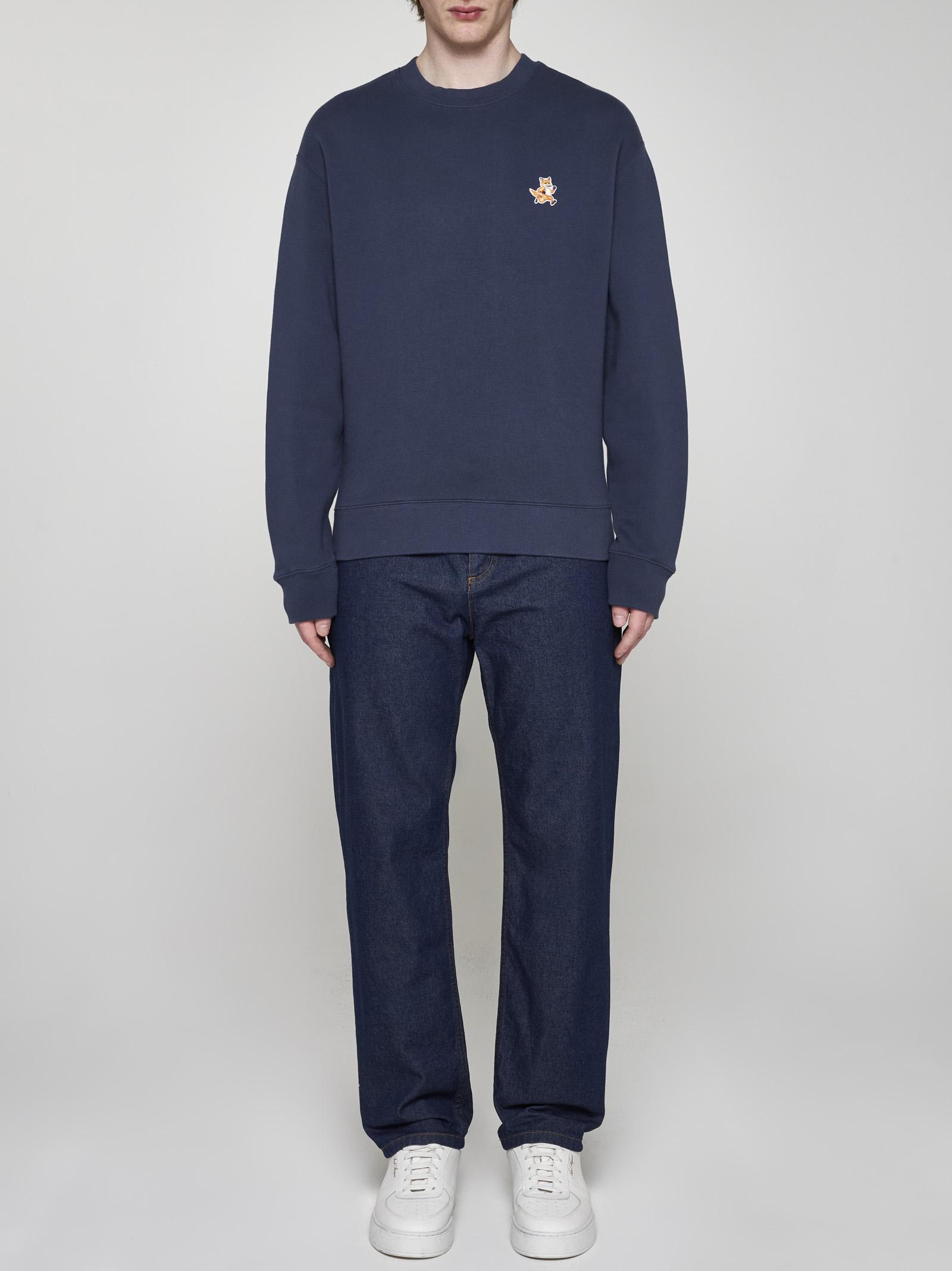 Shop Maison Kitsuné Speedy Fox Patch Cotton Sweatshirt In Blue