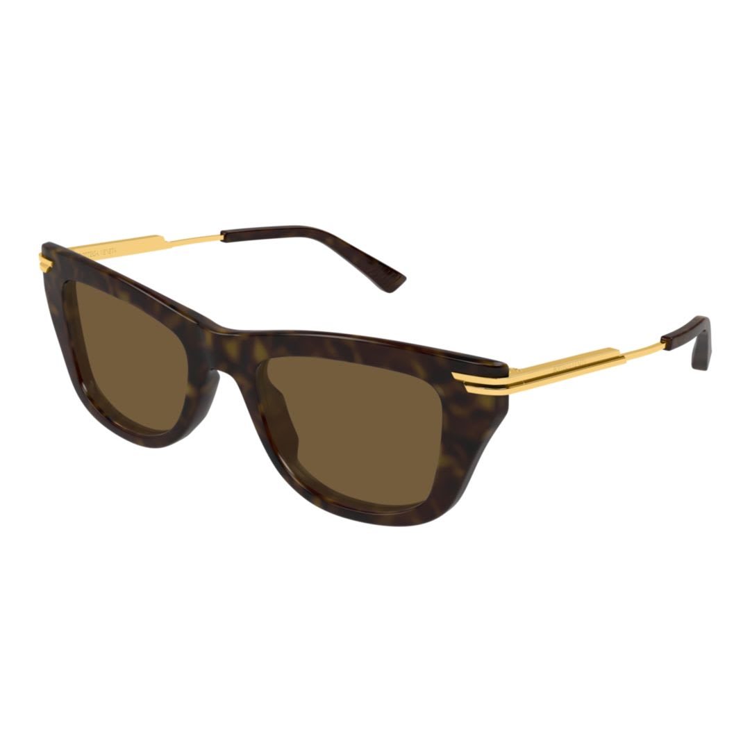 Bottega Veneta Havana-gold-brown Acetate Sunglasses In Brown