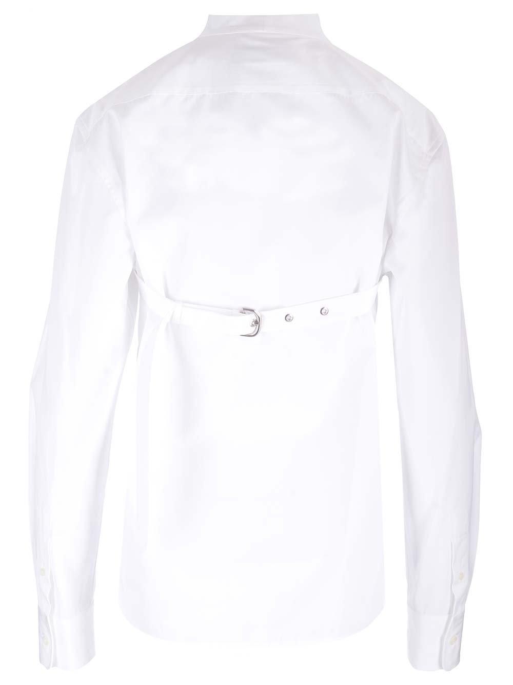 Shop Off-white Cross-collar Curved Hem Shirt In White