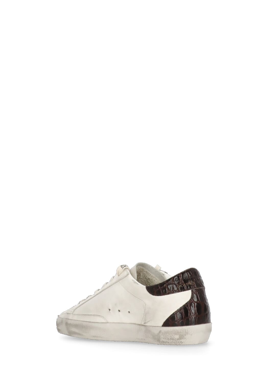 Golden Goose Women 'super-star' White Low Top Sneakers With Embossed Logo And Contrasting Heel In Le In Animal Print