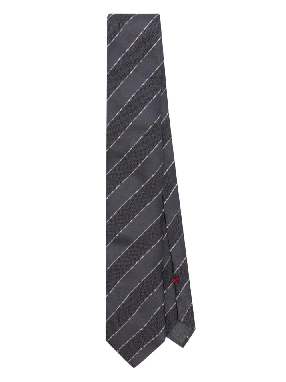 Shop Brunello Cucinelli Colored Tie In Lead Panama