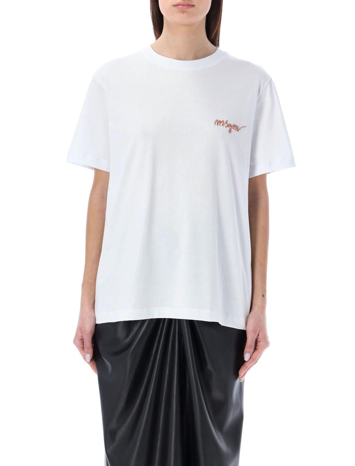 Msgm Embroidered Logo Short-sleeve T-shirt In White