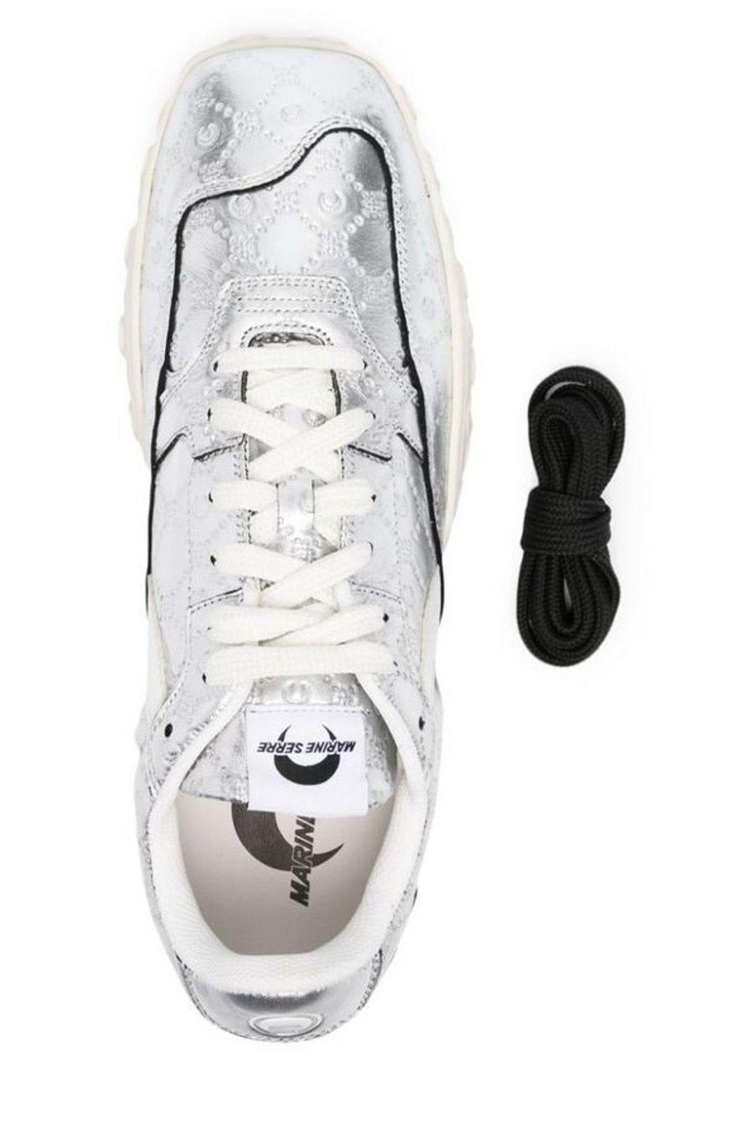 Shop Marine Serre Lace-up Sneakers In Silver