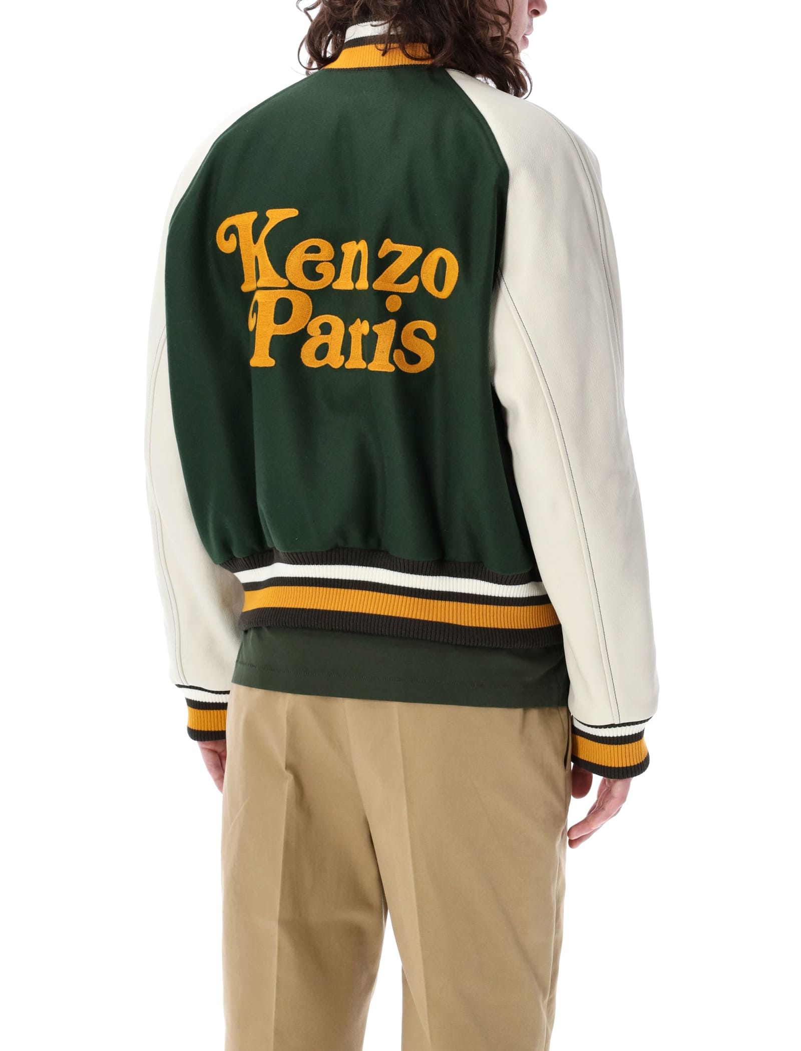 Shop Kenzo By Verdy Varsity Jacket In Green White