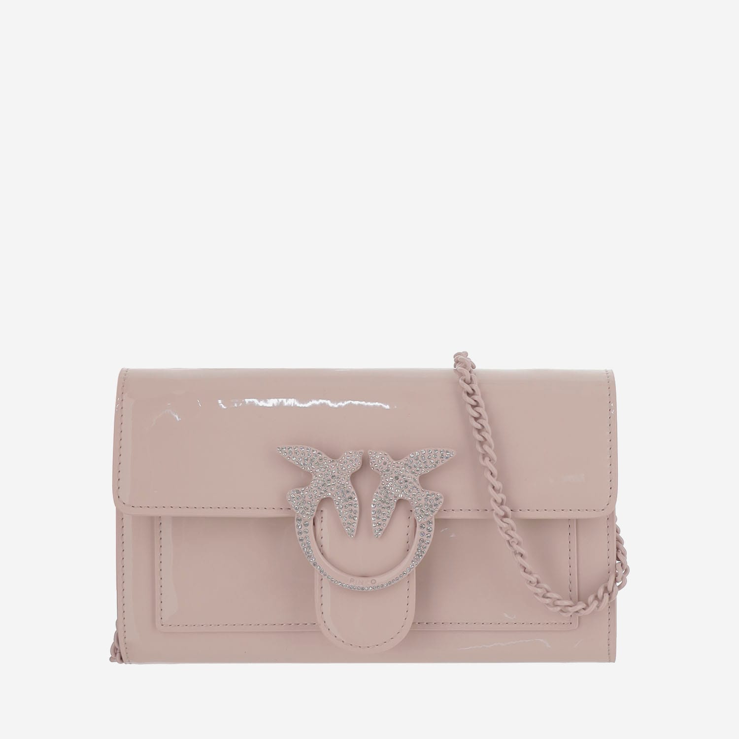 Shop Pinko Love Bag Mirrored Wallet In Pink