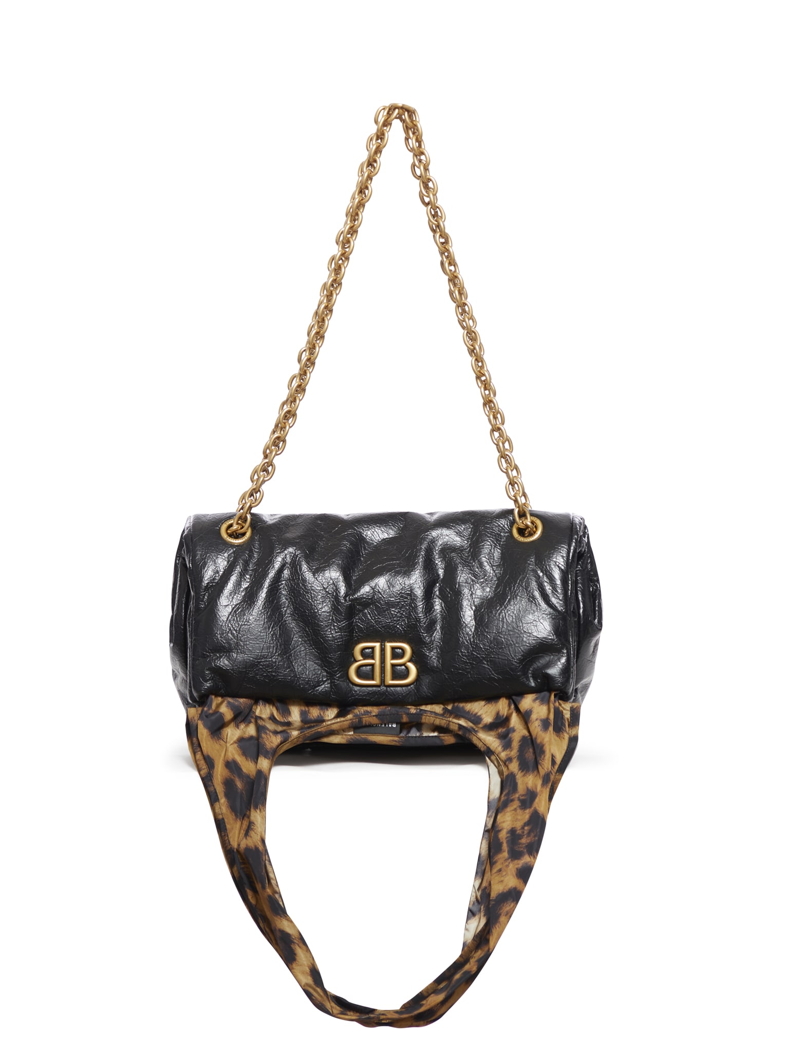 Shop Balenciaga Monaco Chain Bag S In Black Leopard