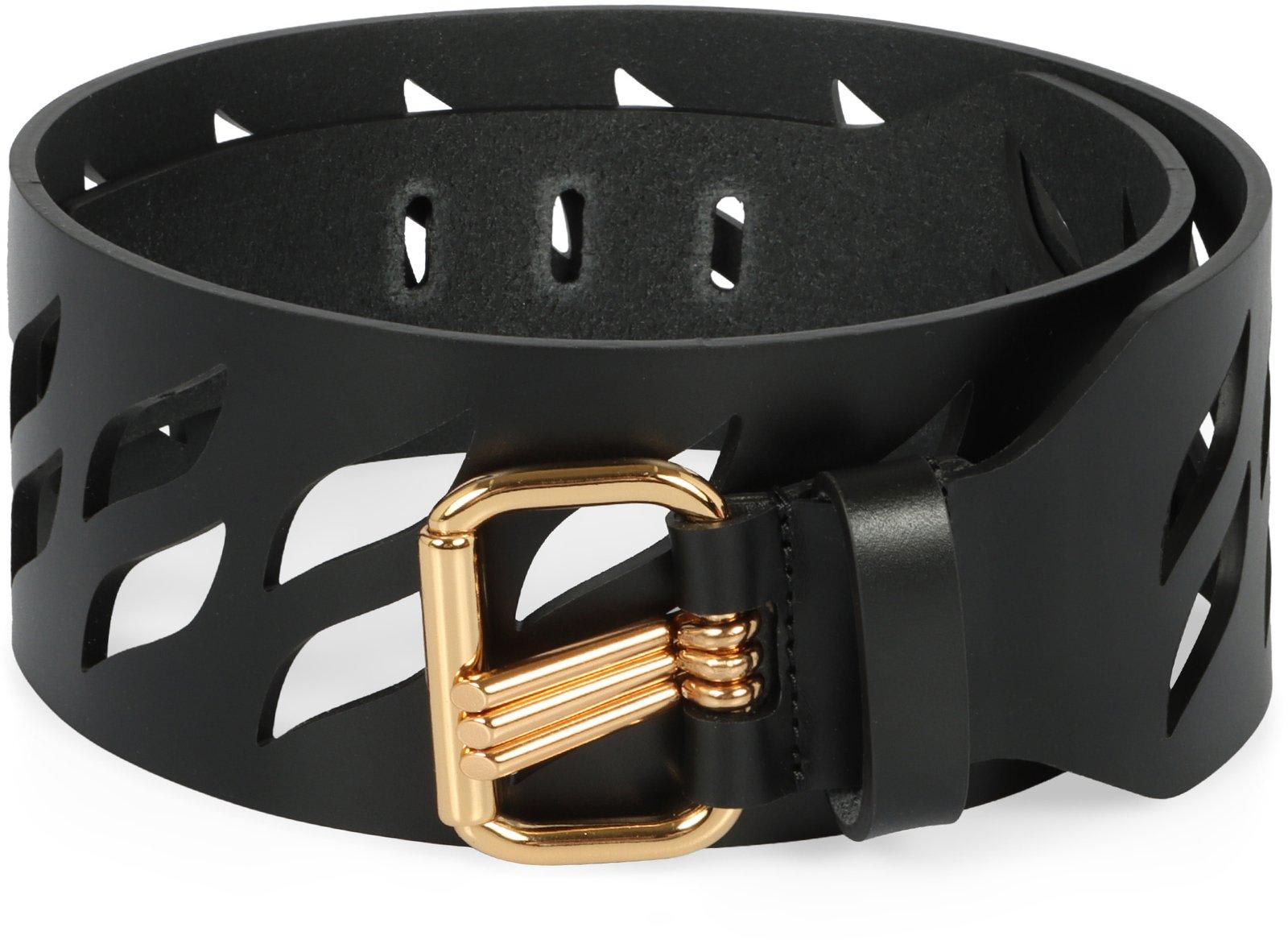 Shop Etro Perforated Buckle Belt In Nero