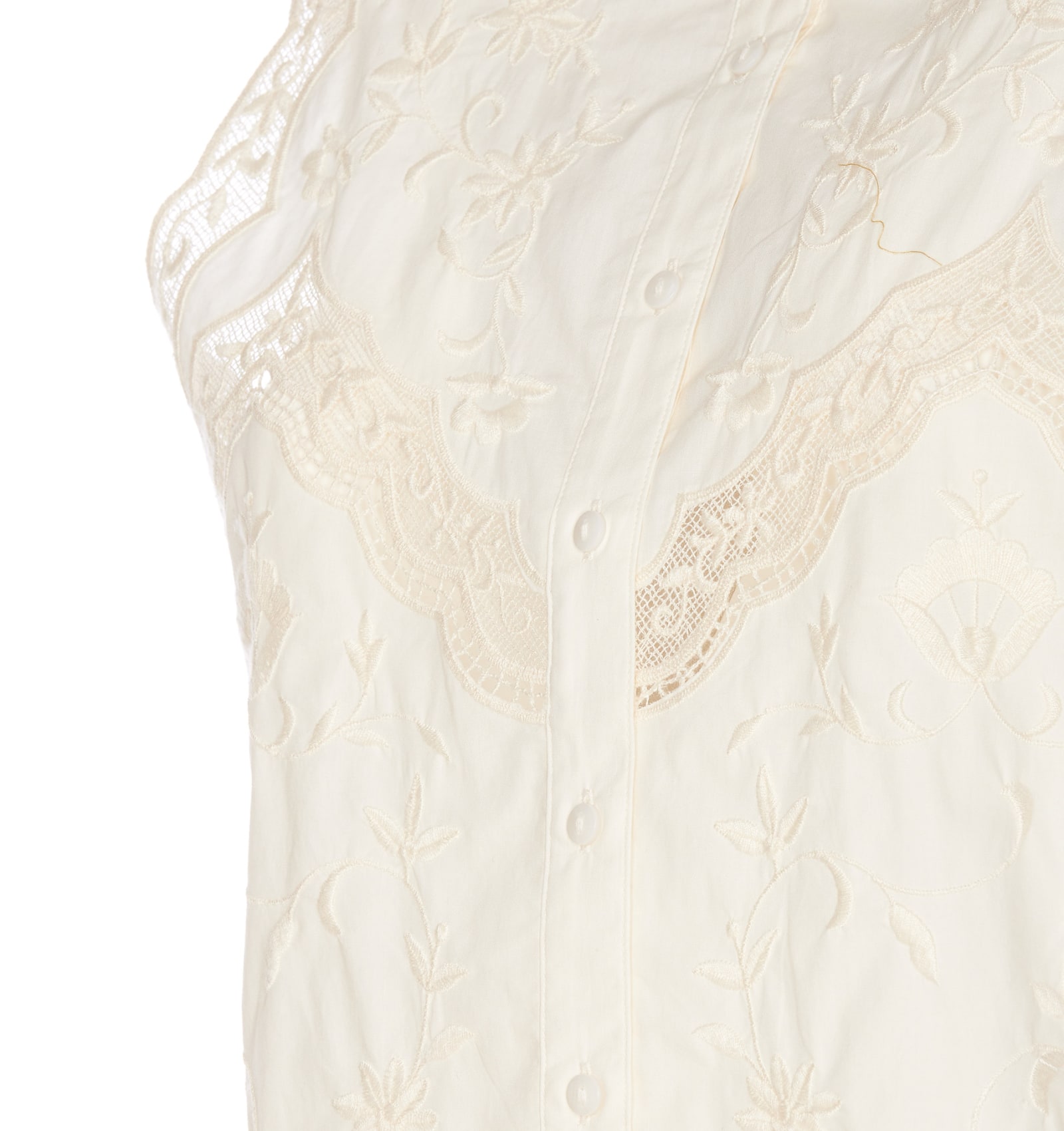 Shop Twinset Sleeveless Top With Flowers Embroidery In White
