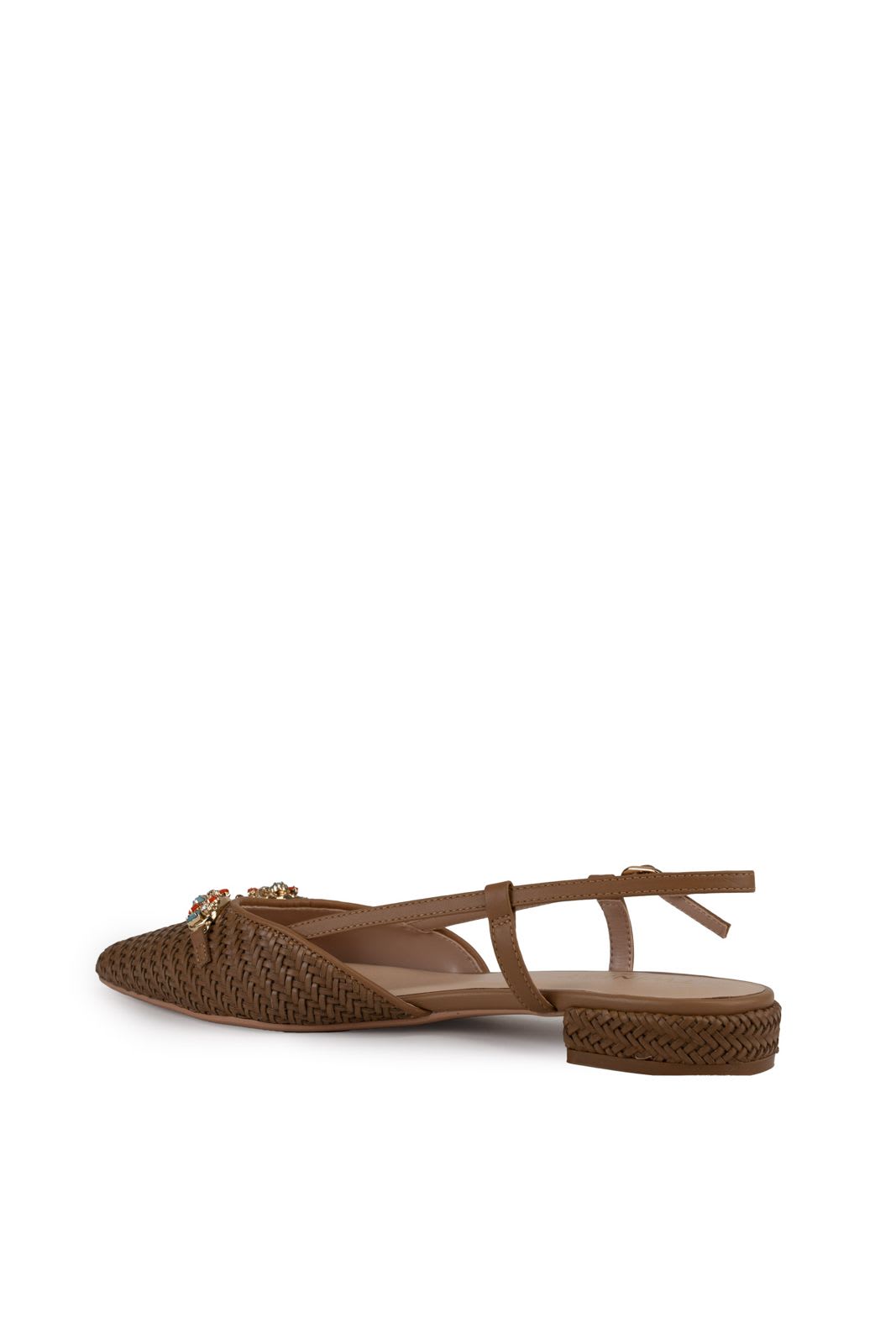 Twinset Raffia Sandal With Jeweled Clamp In Beige