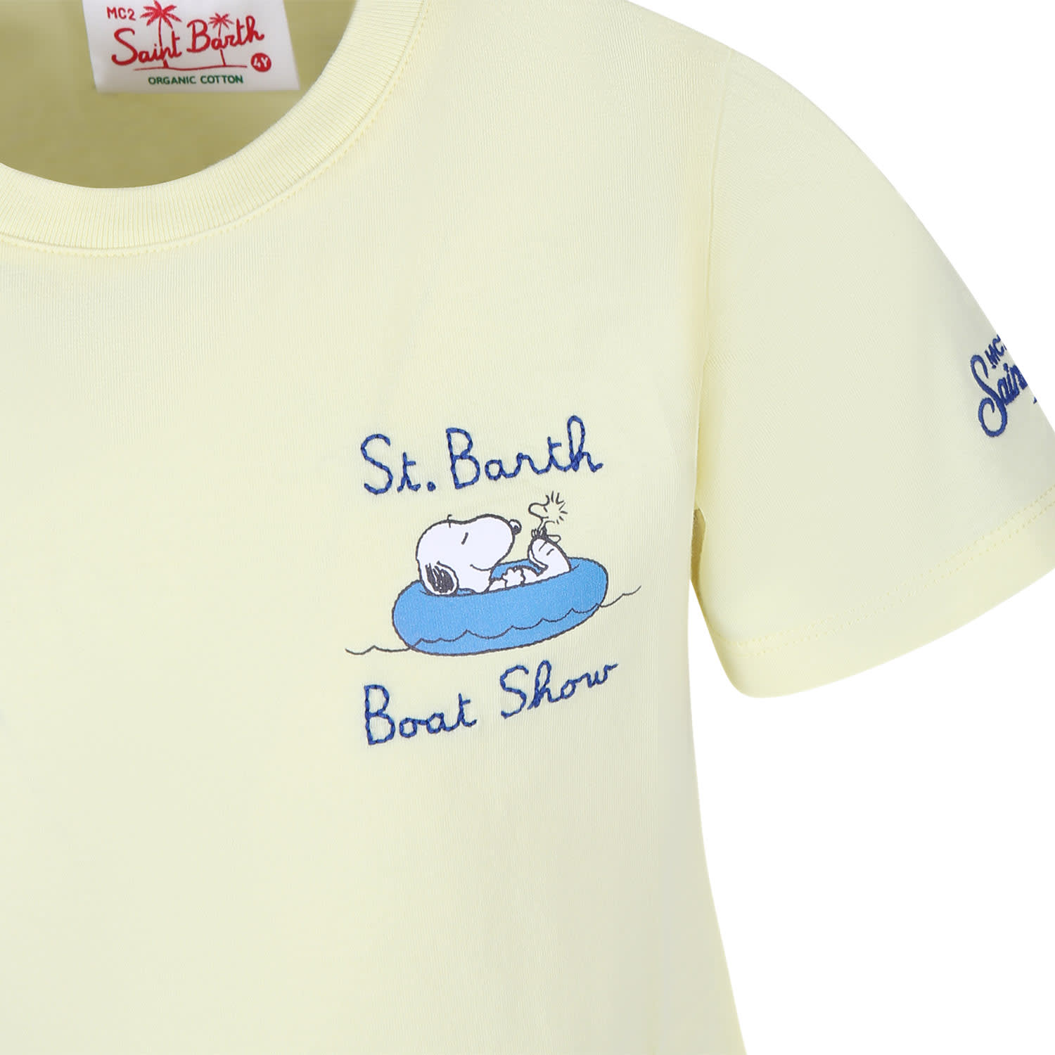 Shop Mc2 Saint Barth Yellow T-shirt For Kids With Snoopy Print