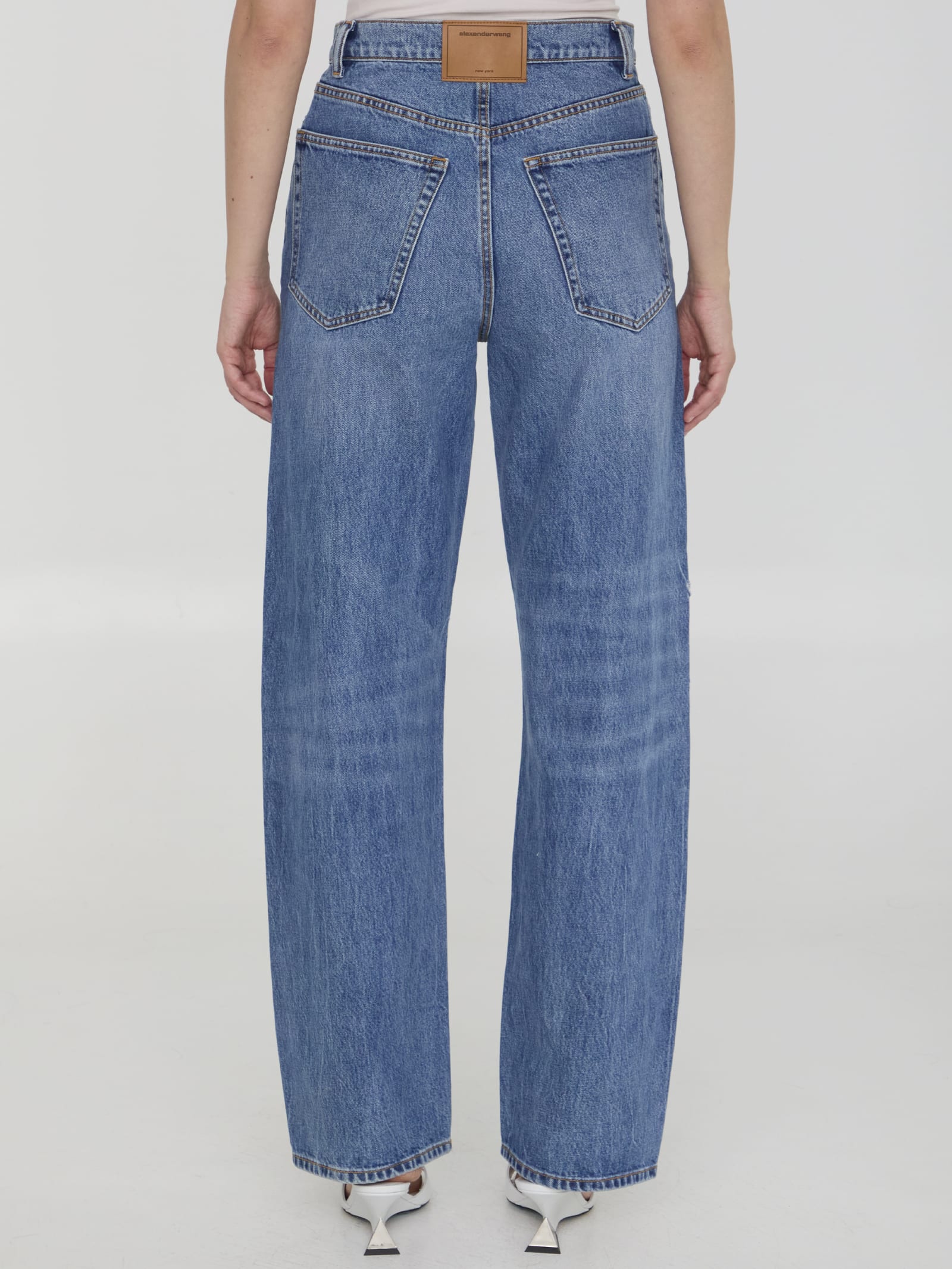 Shop Alexander Wang Laser Logo Jeans In Blue