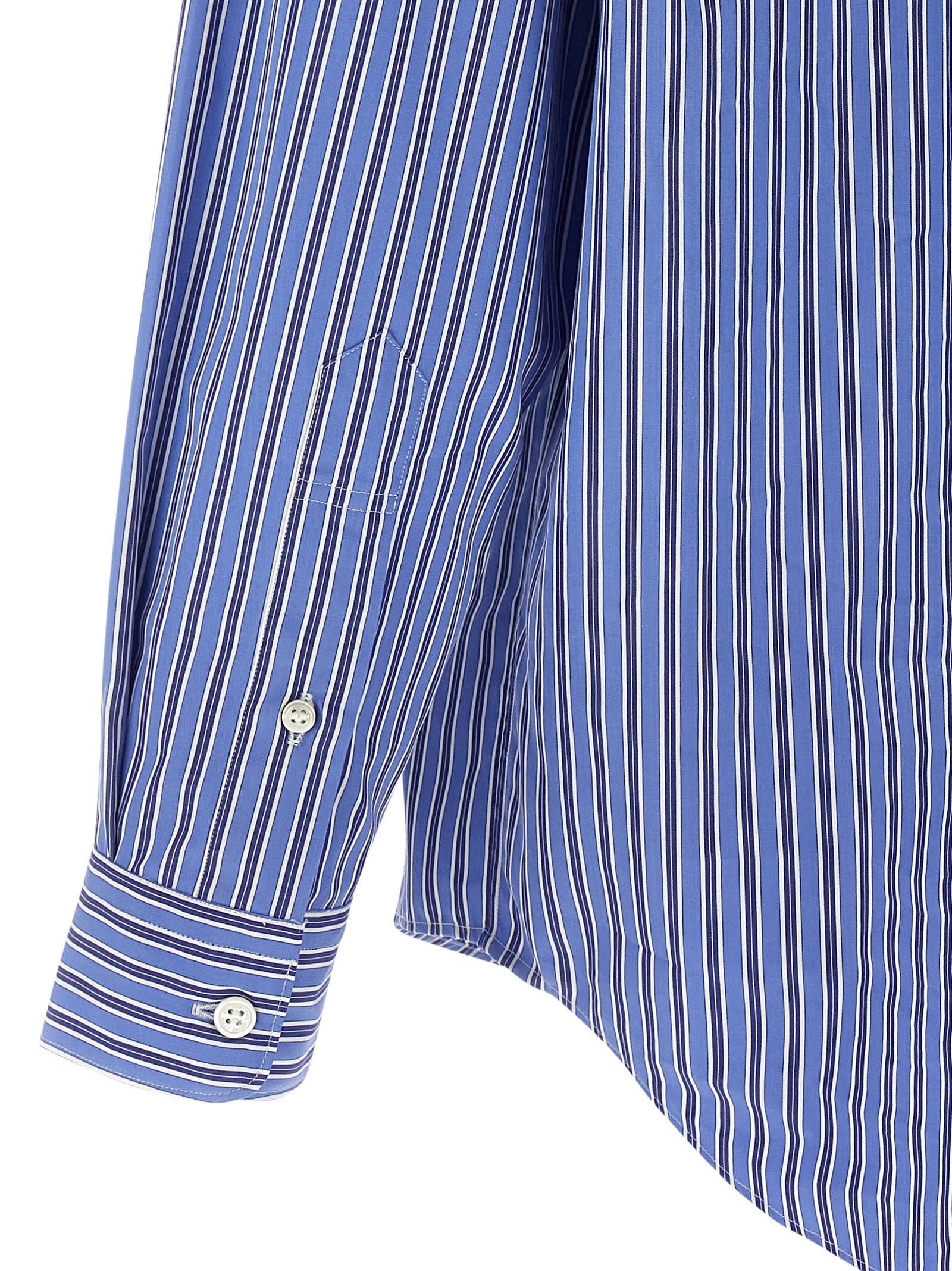 Comme Des Garçons Homme Deux Patch Striped Shirt In Blue