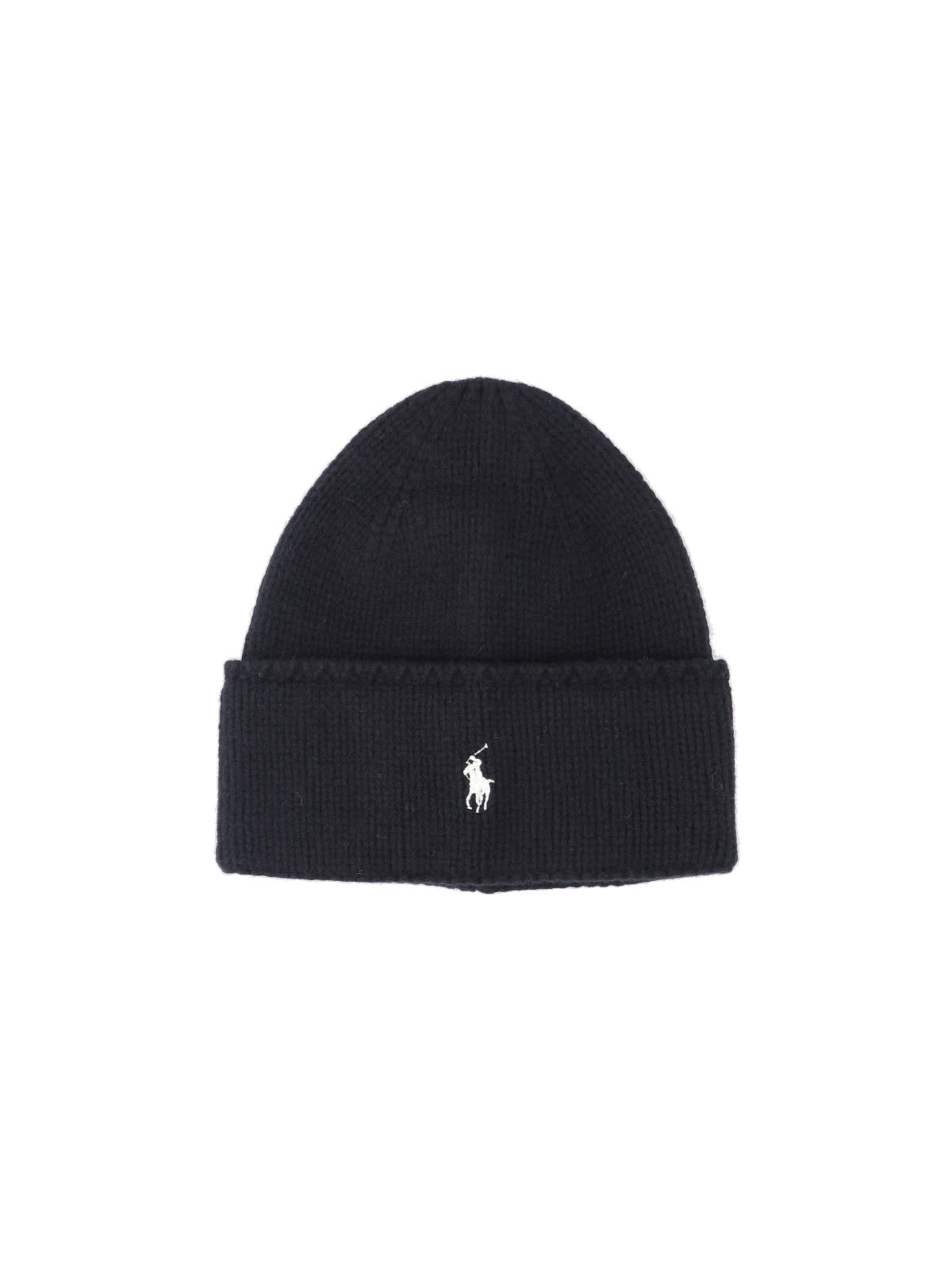 Polo Pony Beanie In Black Wool