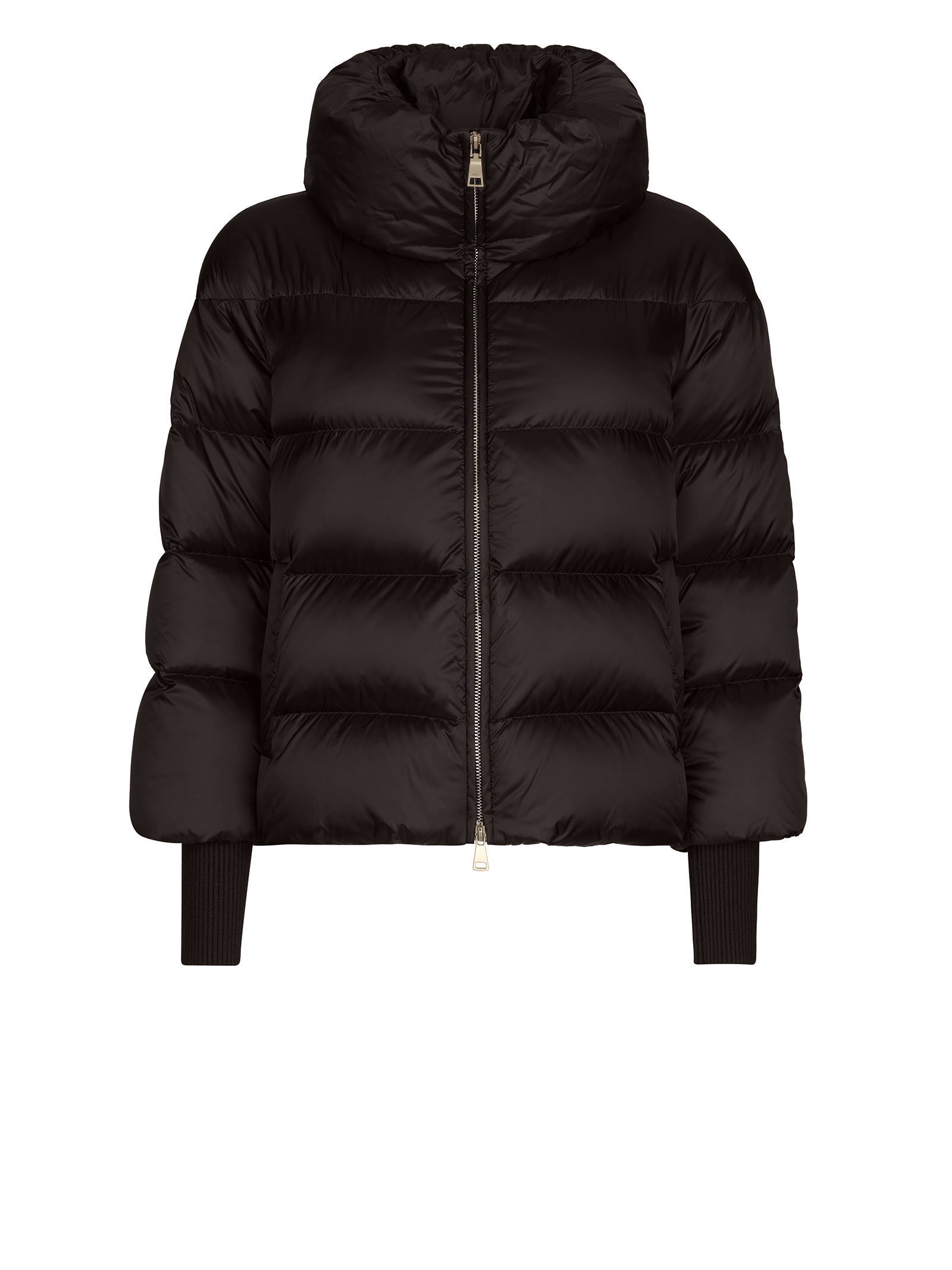 Shop Add Black Quilted Down Jacket With Zip Women In Noir