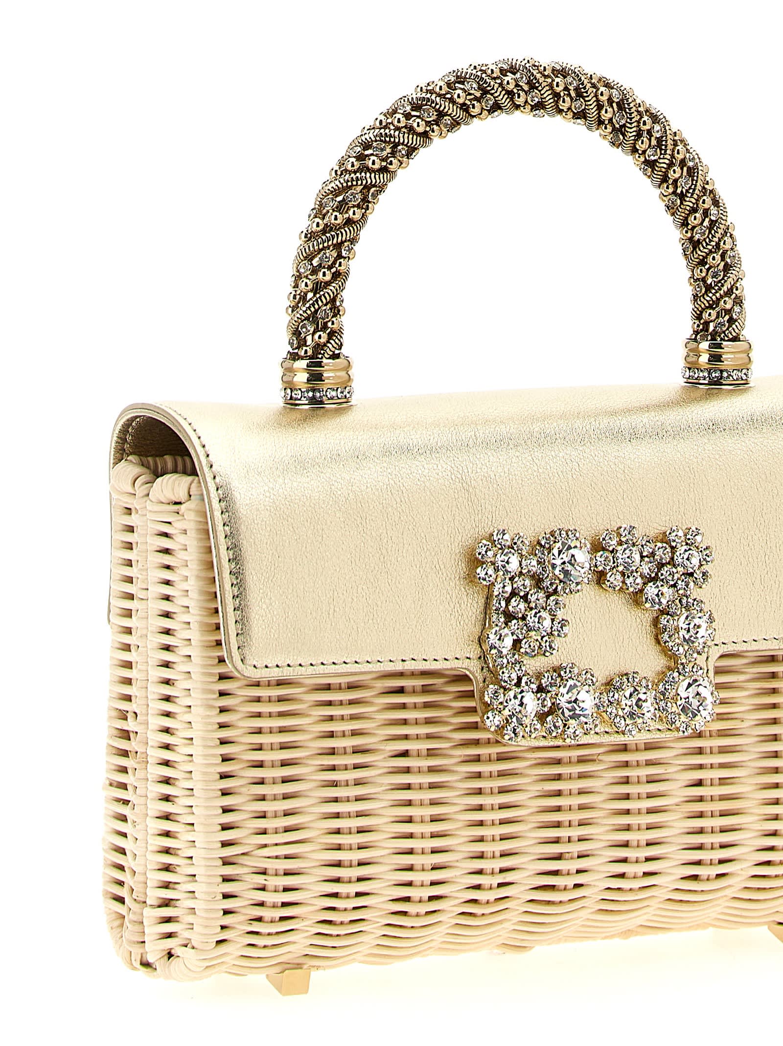 Roger Vivier Mini Jewel Efflorescence Handbag In Gold