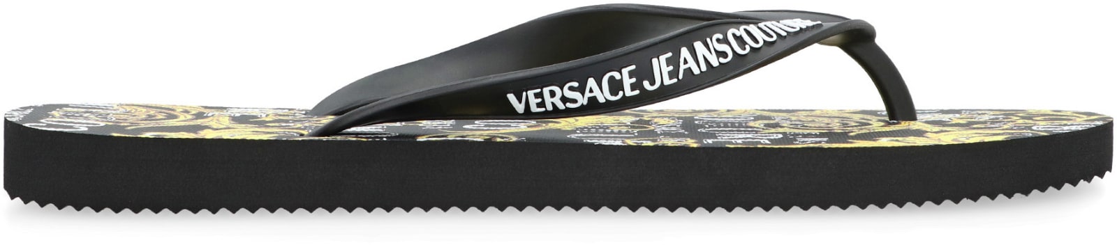Shop Versace Jeans Couture Logoed Rubber Flip-flop In Black