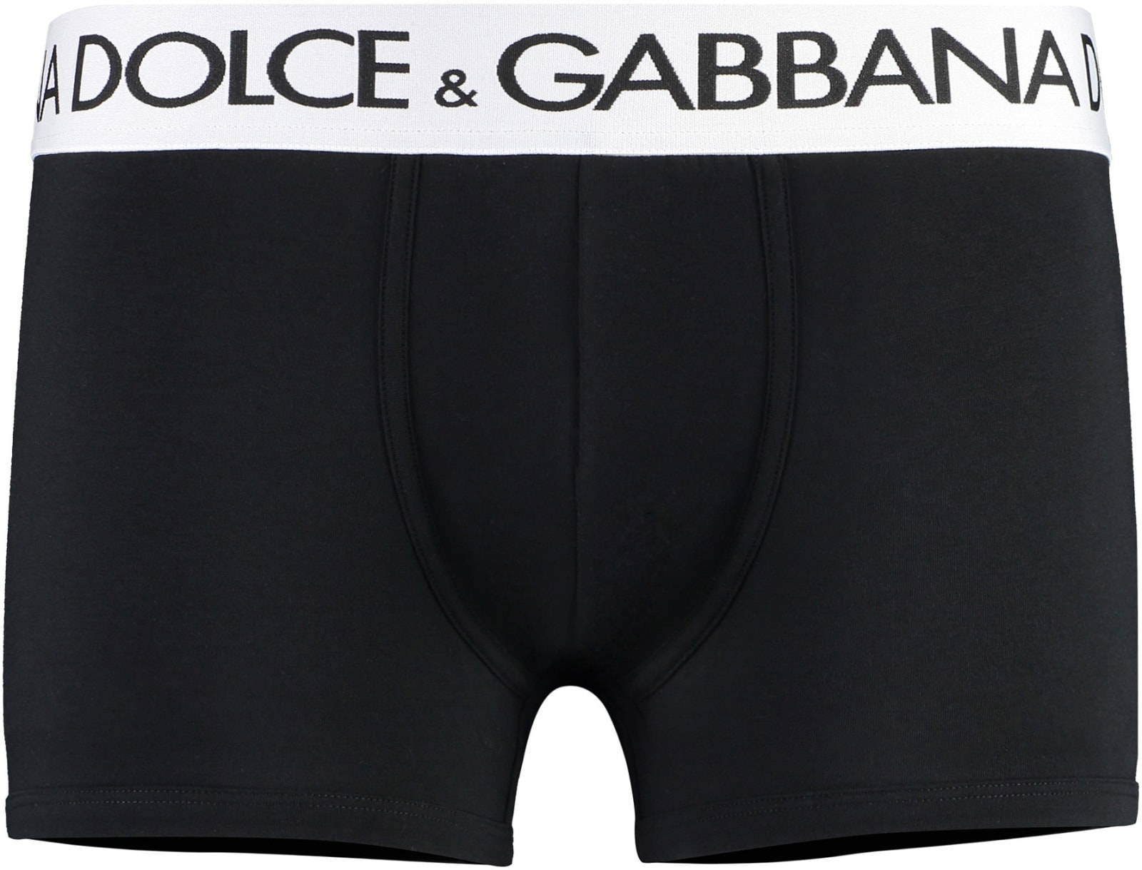 Shop Dolce & Gabbana Fine Cotton Trunks With Elastic Band In Black