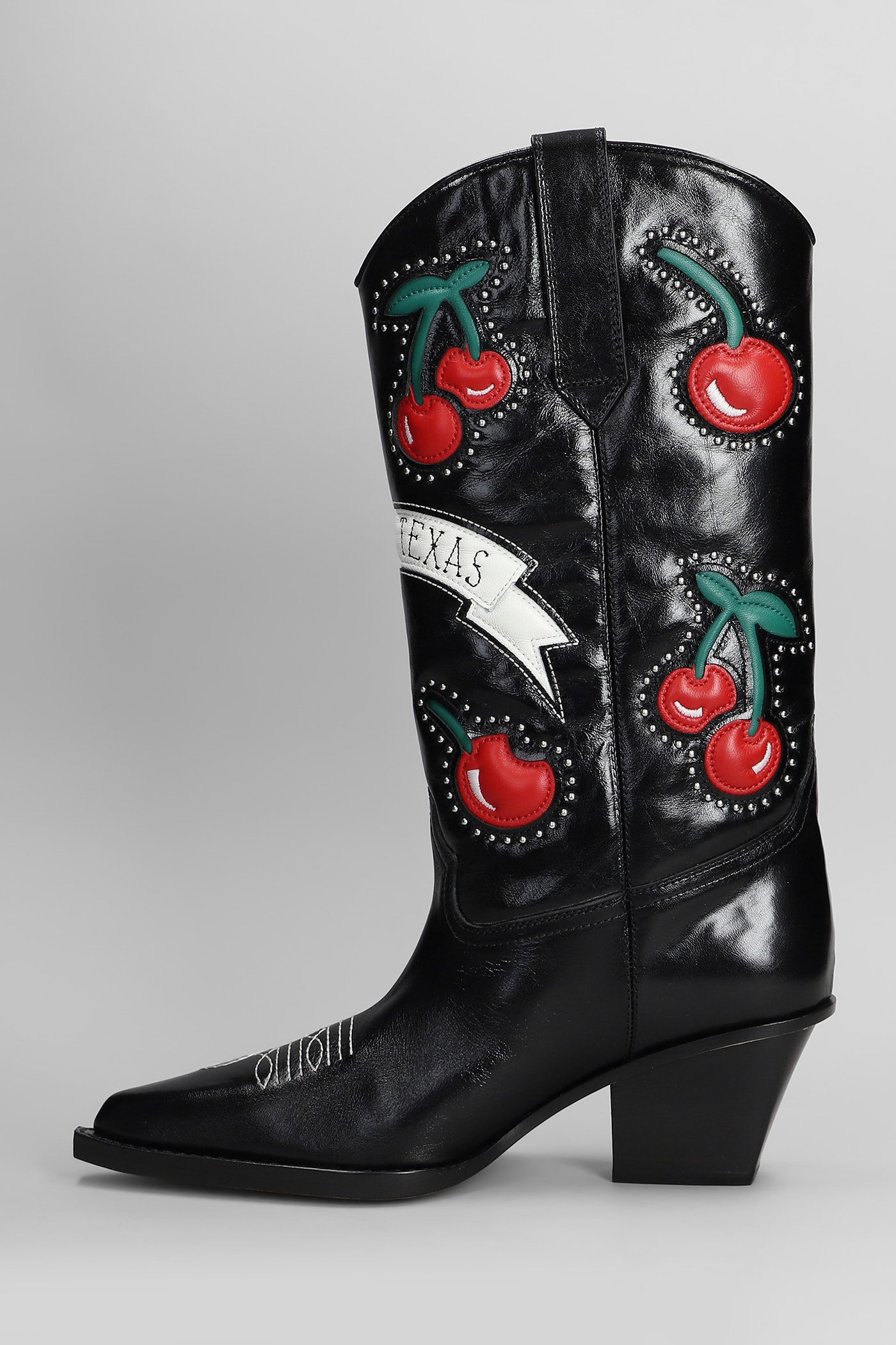 Paris Texas Cherry Blossom 60 Texan Boots In Black