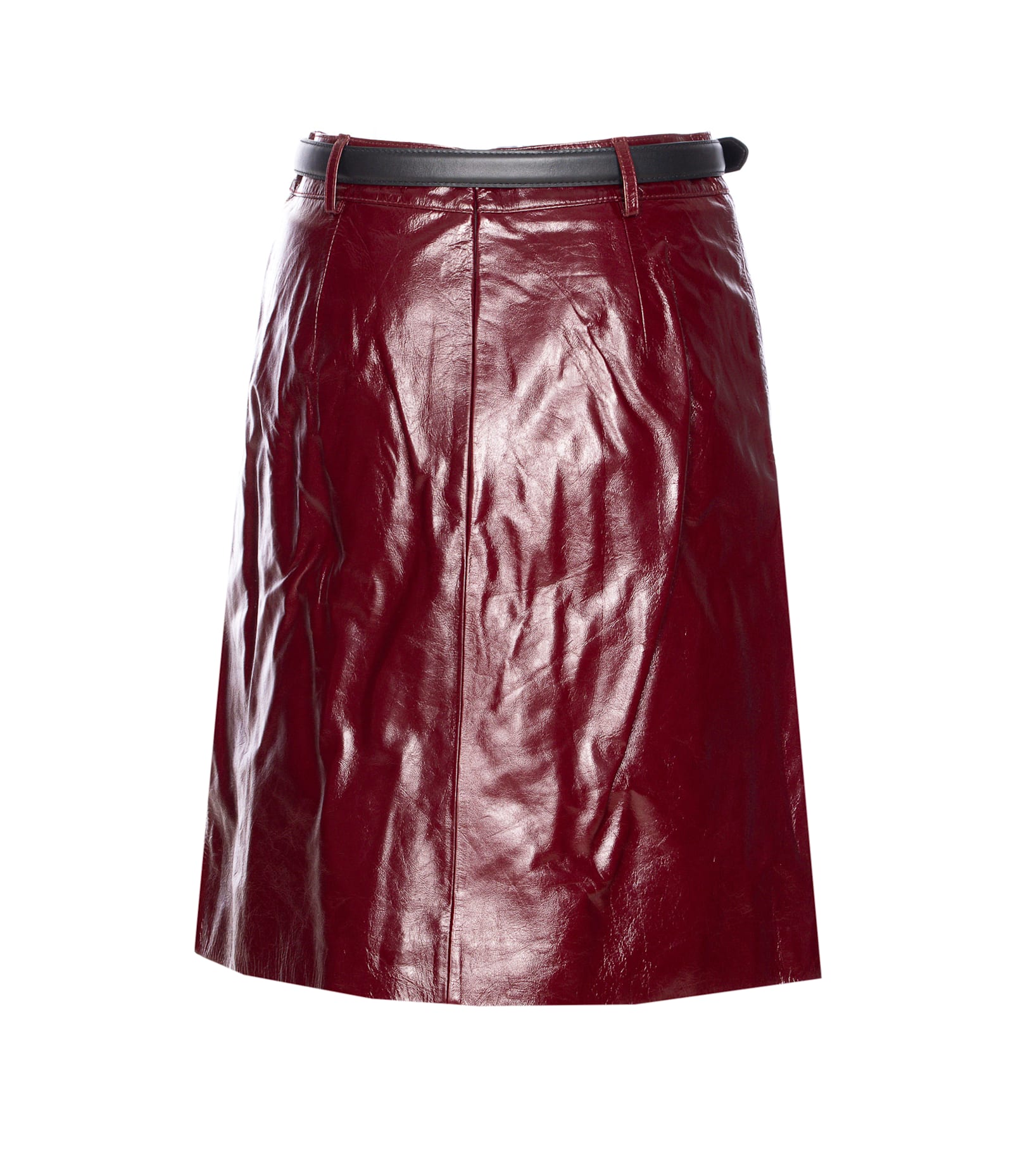 Self-portrait Belted Patent Leather Miniskirt