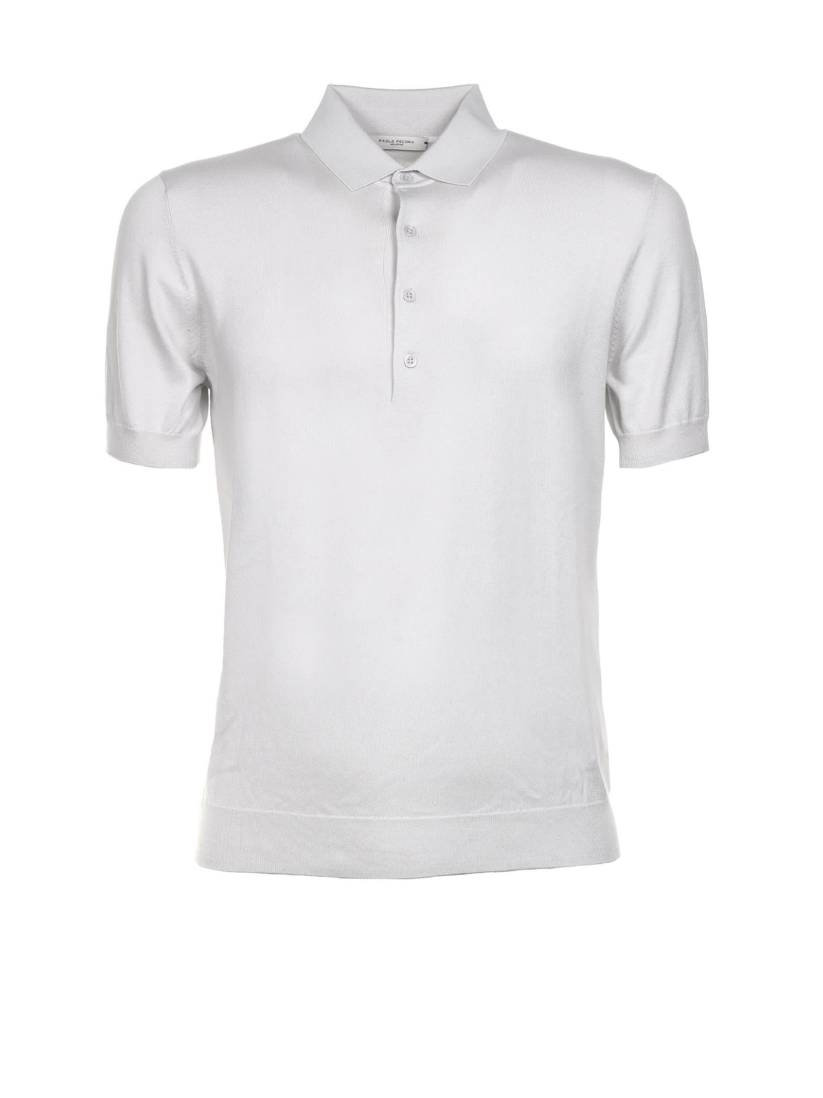 Paolo Pecora Polo Shirt In White Ice-colored