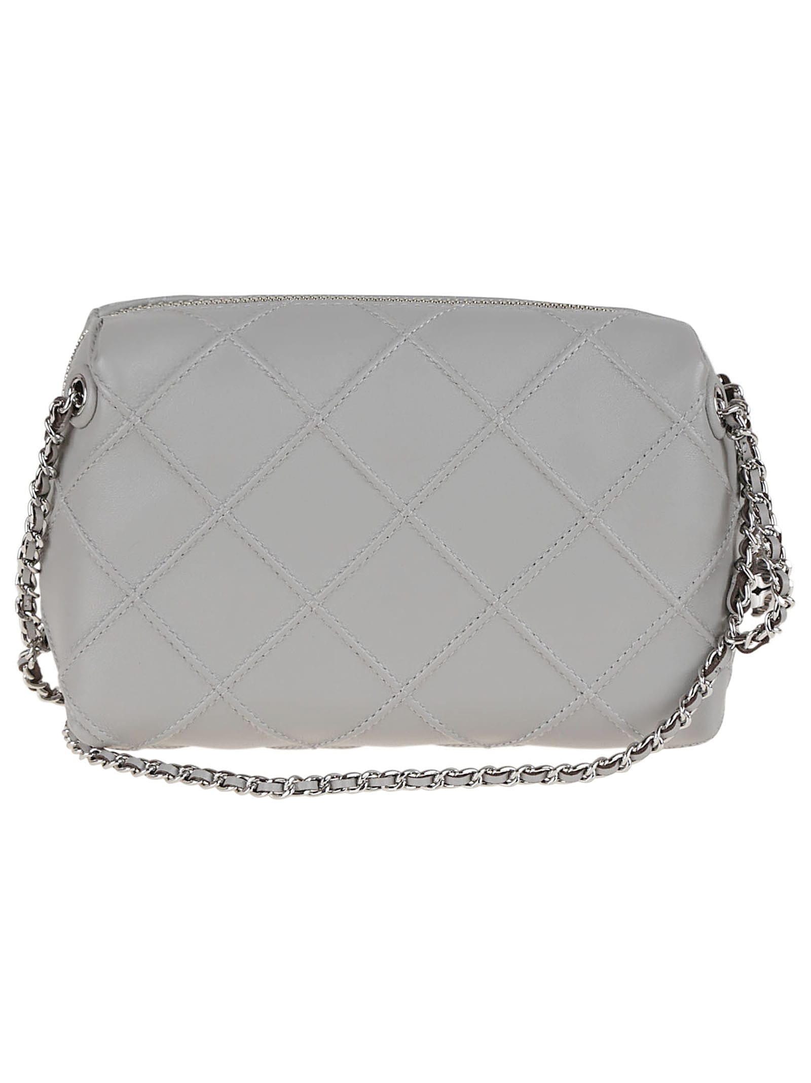 Tory Burch Quilted Leather Small Bag With Chain Strap In Gray