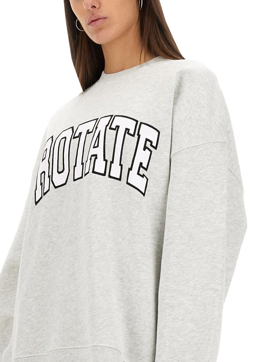 Rotate Birger Christensen Grey Crewneck Sweatshirt With Logo In Neutral