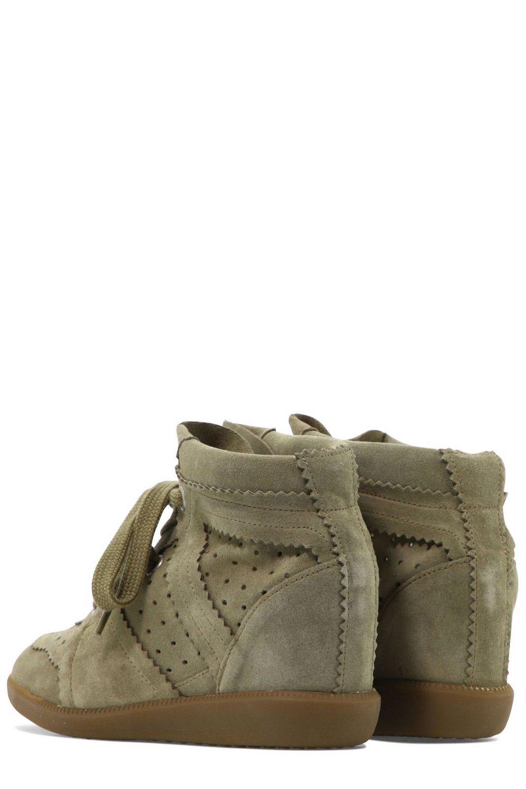 Shop Isabel Marant Bobby Lace-up Wedge Sneakers In Taupe