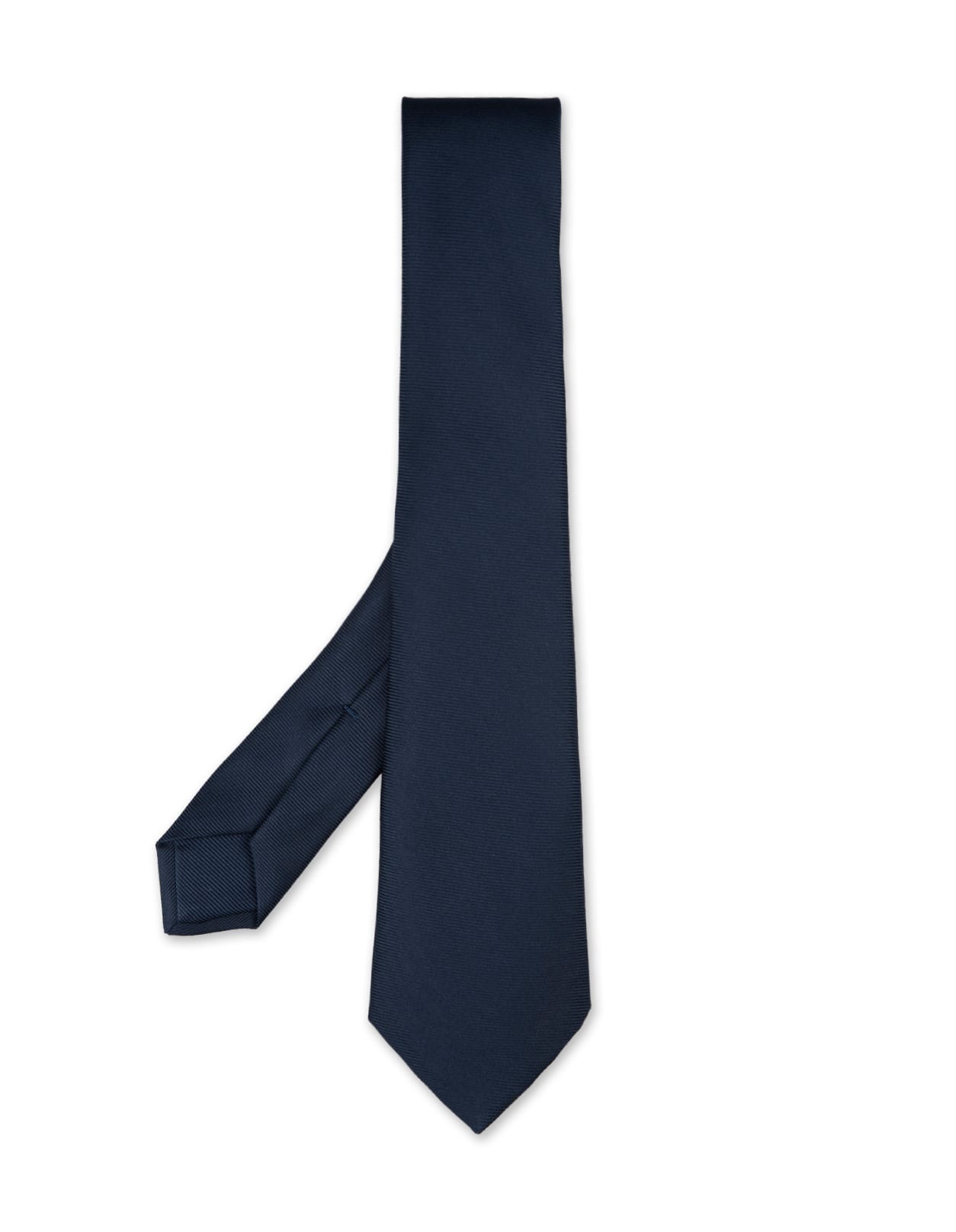 Shop Kiton Navy Blue Silk Tie