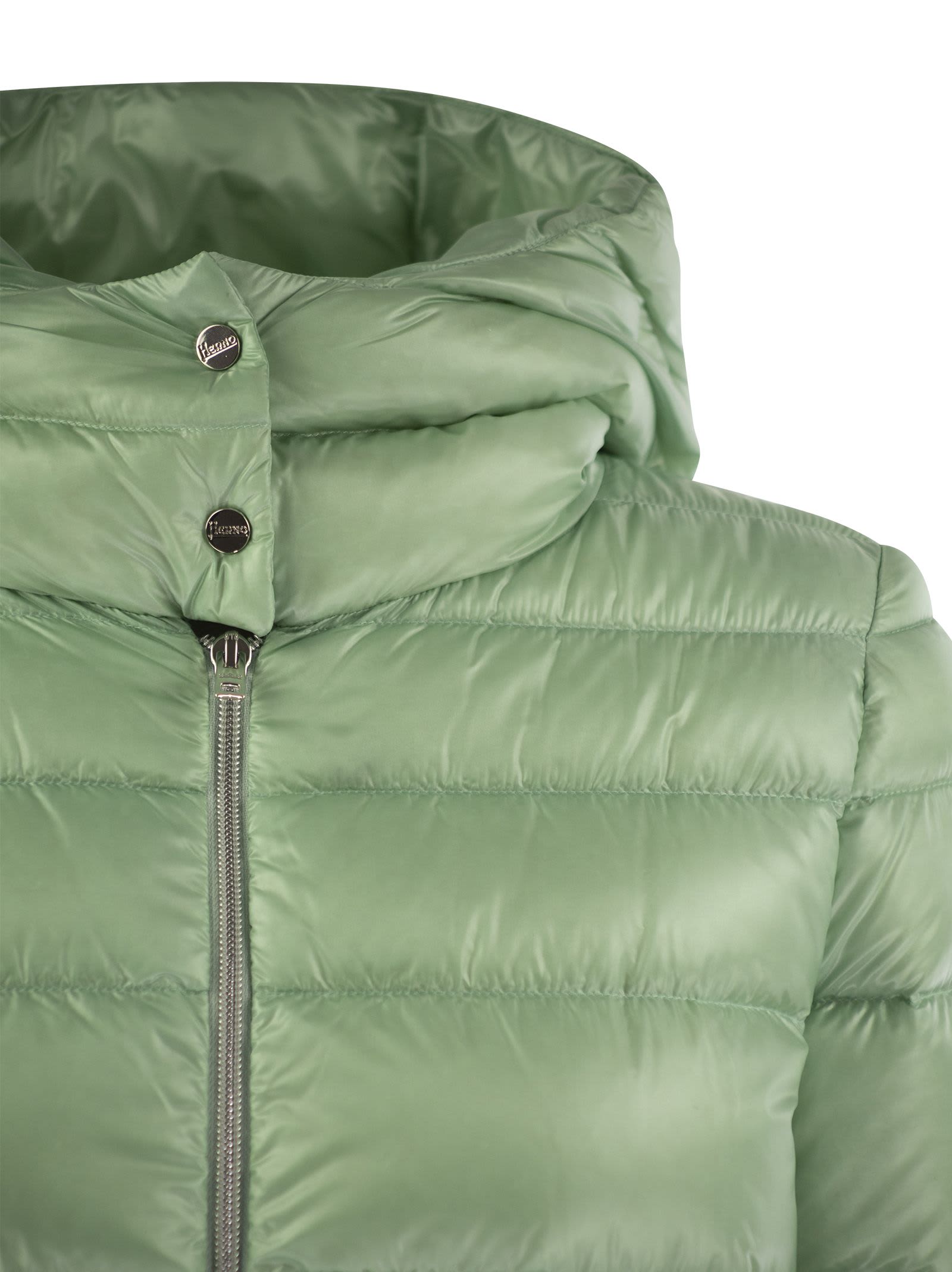 Shop Herno Ultralight Nylon Bomber Jacket With Hood In Green