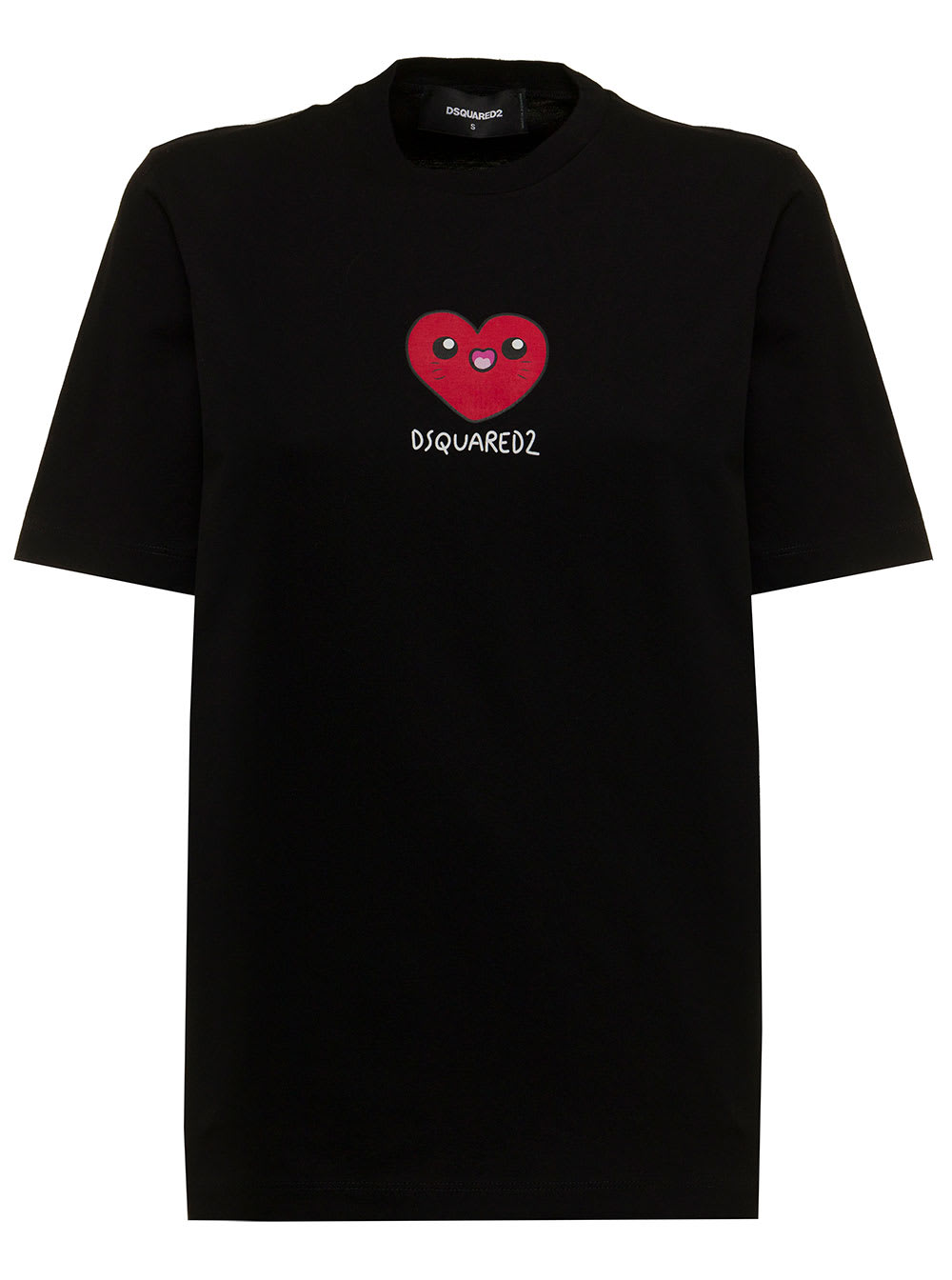 Dsquared2 Black Cotton T-shirt With Heart Print
