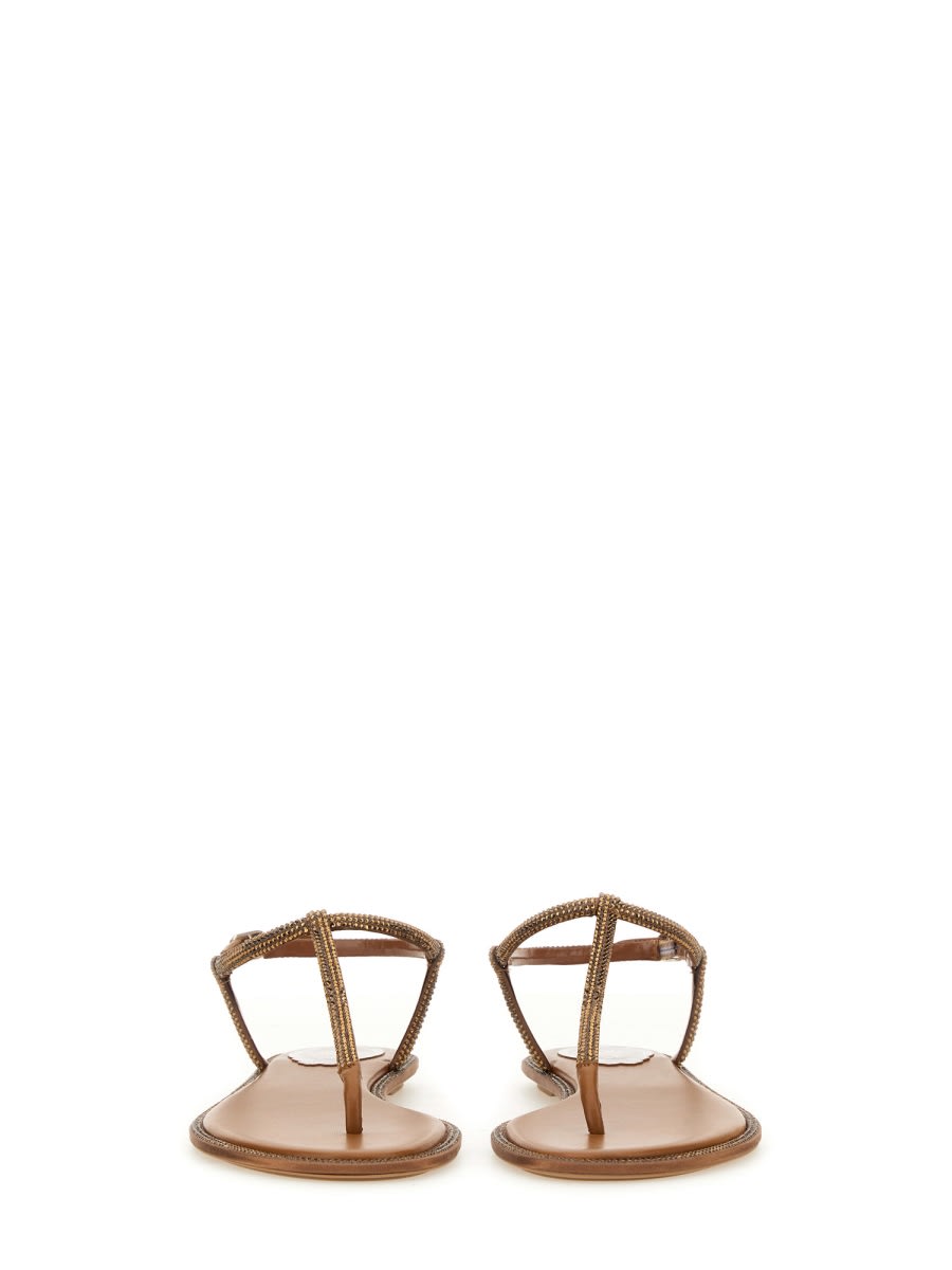 Shop René Caovilla Sandal Diana In Beige