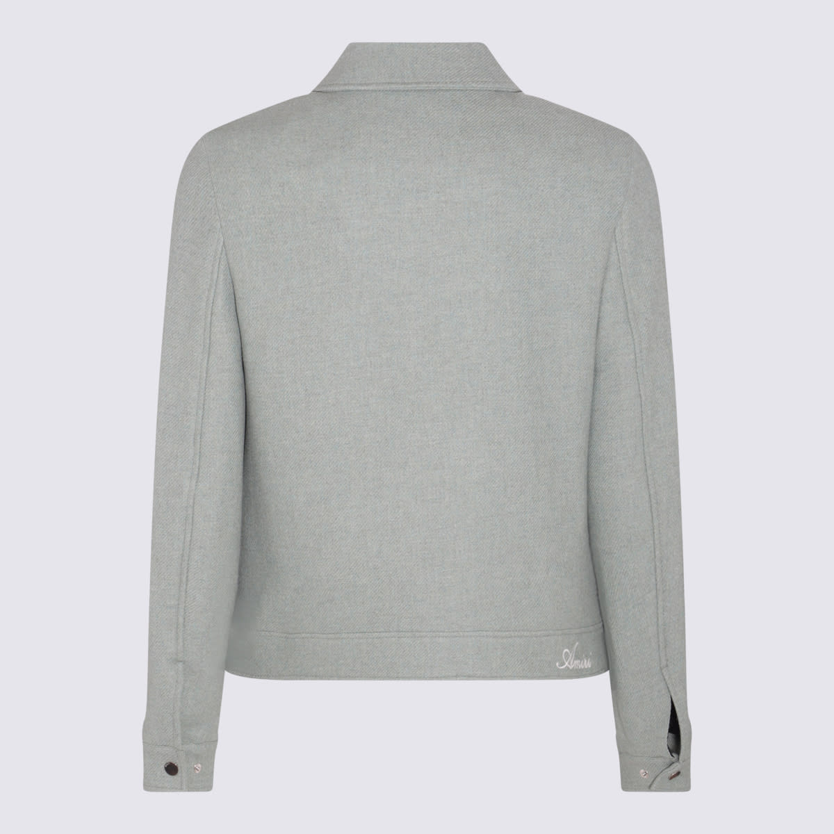 Shop Amiri Grey Wool Blend Diamond Embroidered Work Casual Jacket