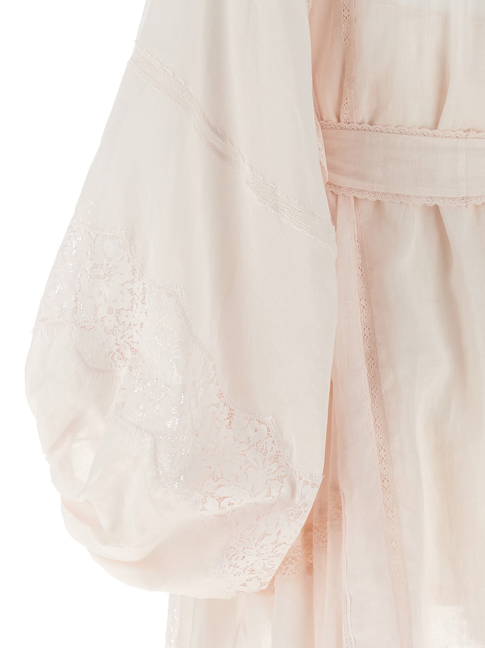 Shop Zimmermann Crush Lace Billow Mini Dress In Pink