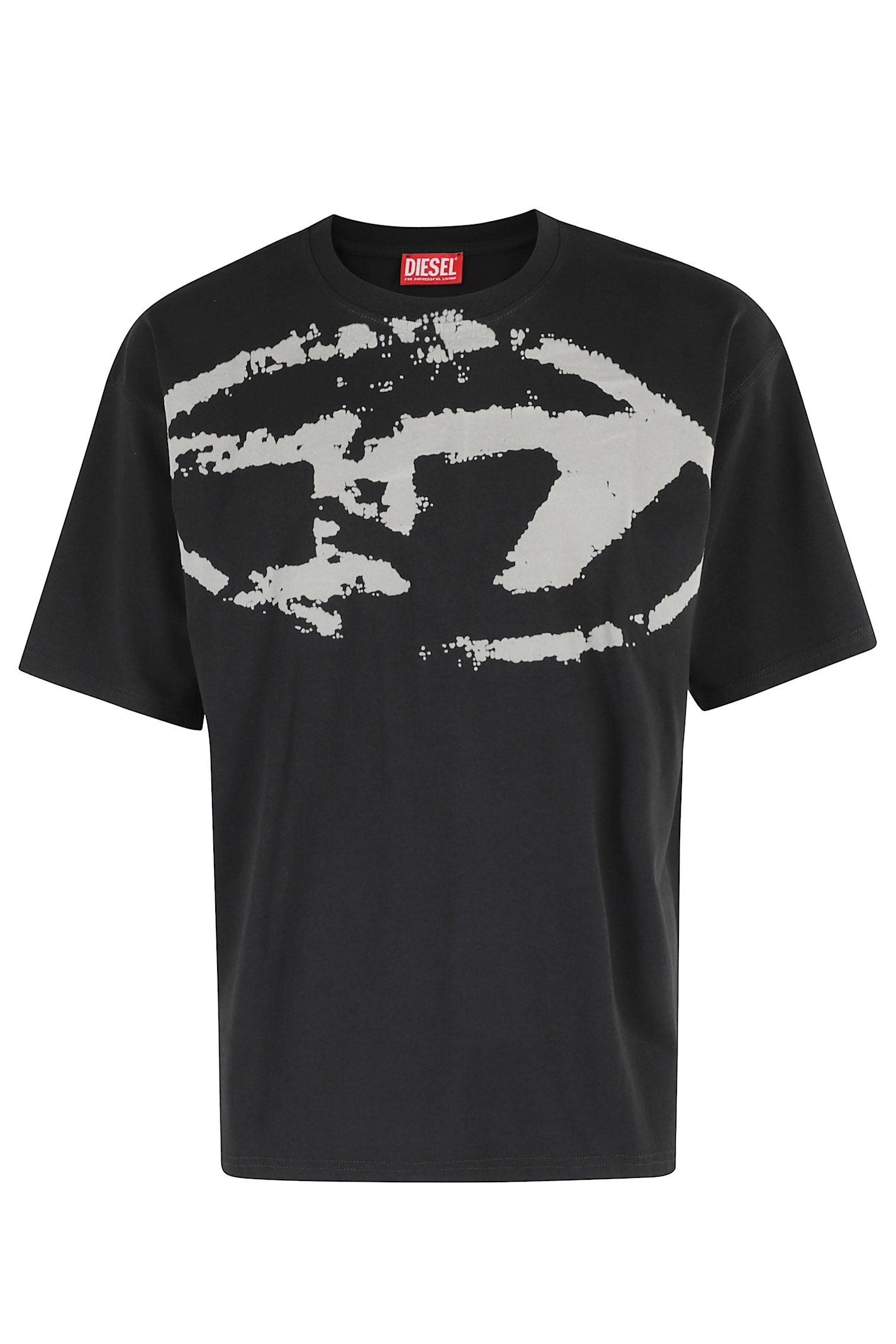 Diesel T-boxt-n14 T-shirt With Flocked Logo In Black